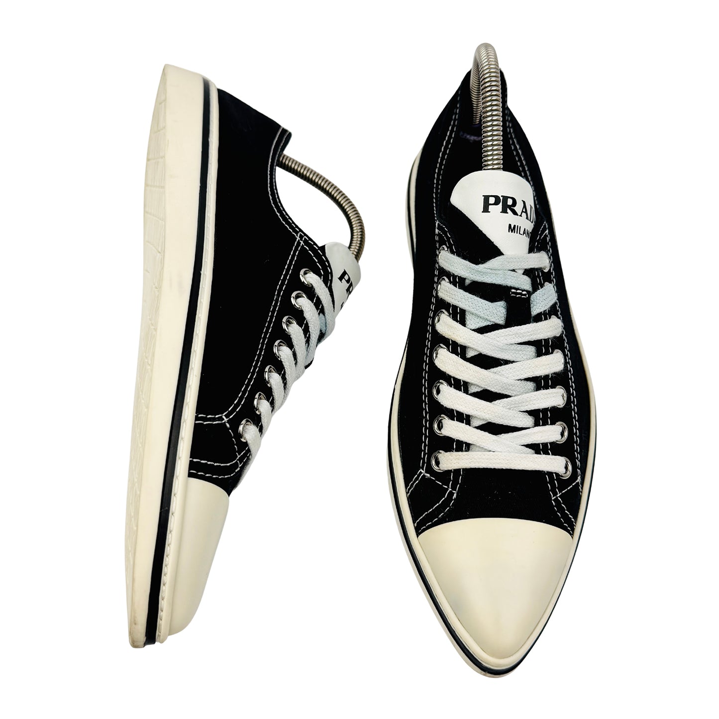 Prada Canvas Pointer Toe Low-Top Sneakers (Size 35/36) - 1E613M