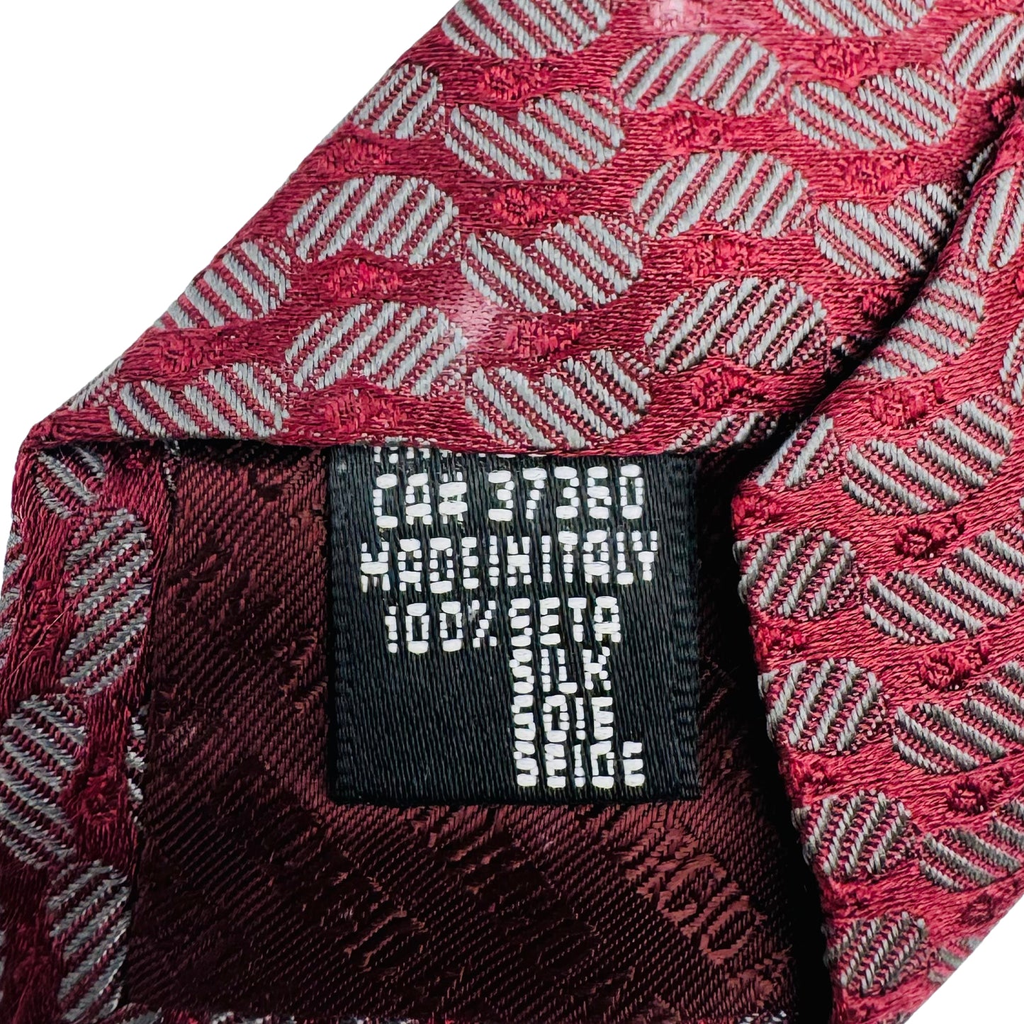 Giorgio Armani Wine Red 'Geometric Pattern' Silk Tie (Size Regular)