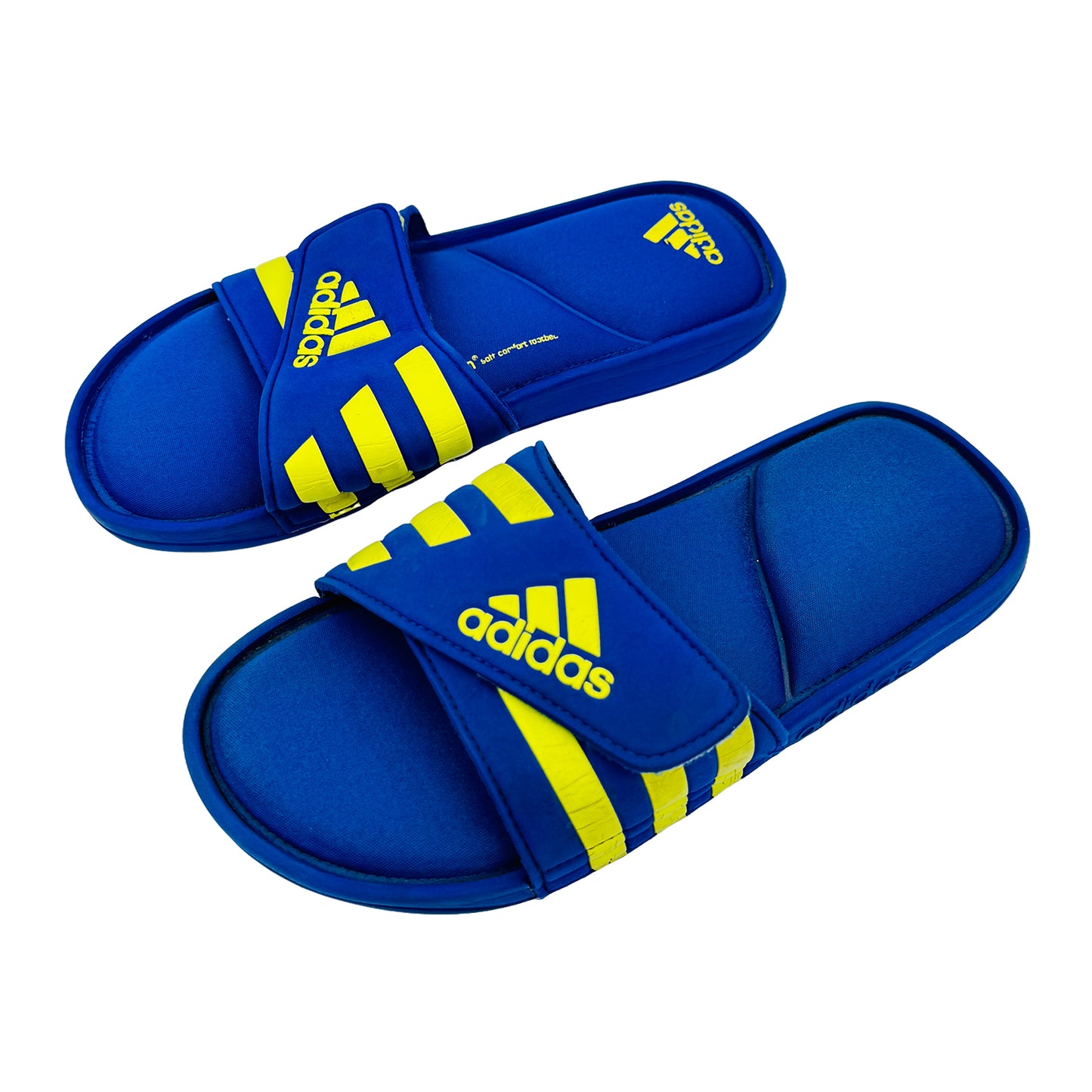 Left Side image of Adidas Adissage Blue Slippers (Size 37) - B27954