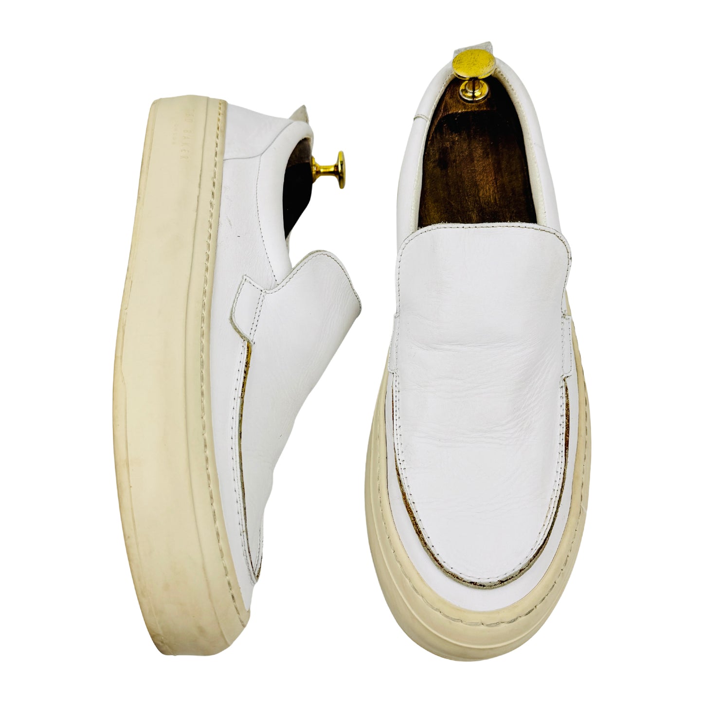 Ted Baker White Leather Platform Shoes (Size 42.5)