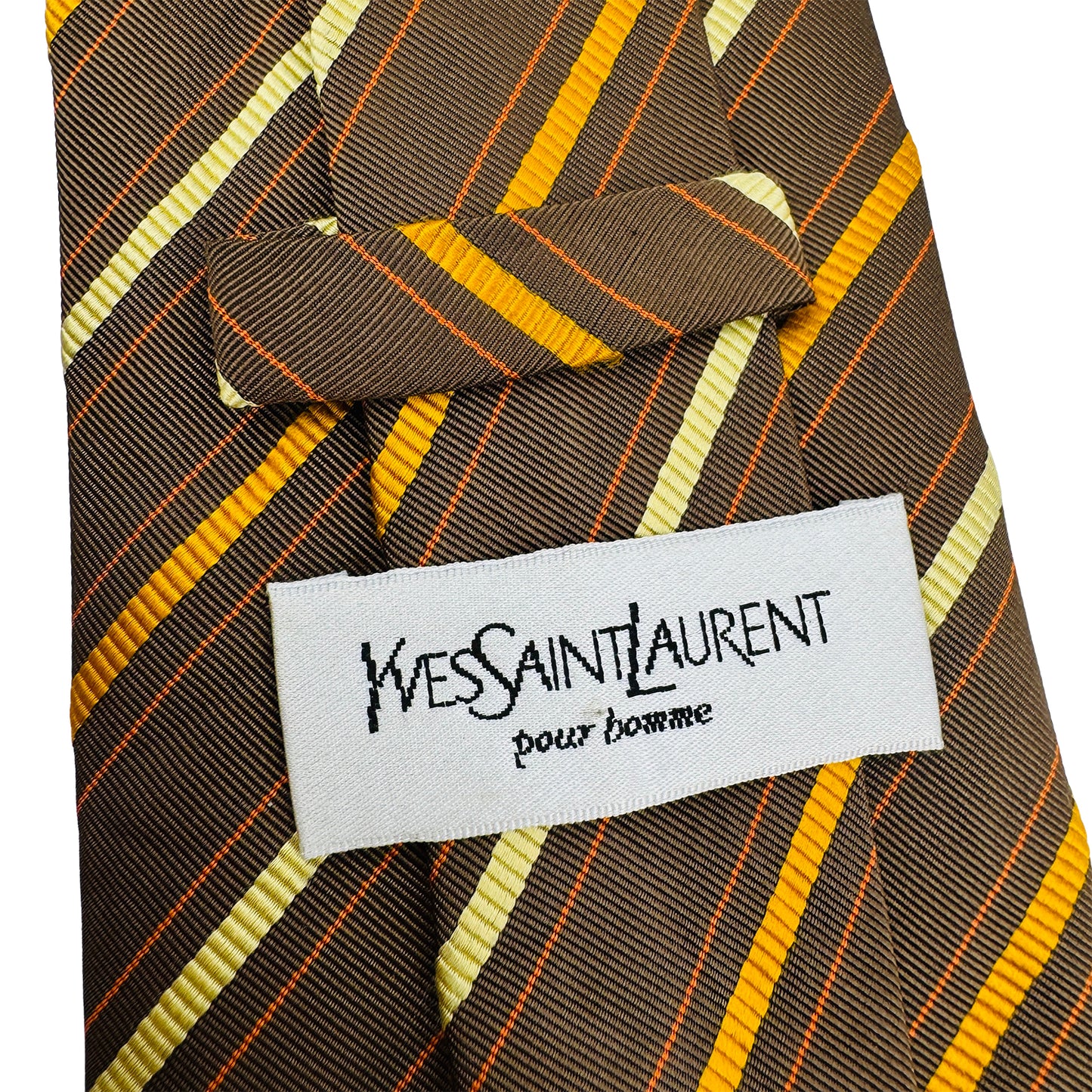 Yves Saint Laurent Brown 'Diagonal Stripes' Tie (Size Regular)