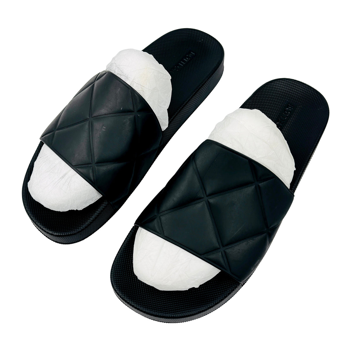 Bottega Veneta The Slider Black Rubber Slides (Size 42)