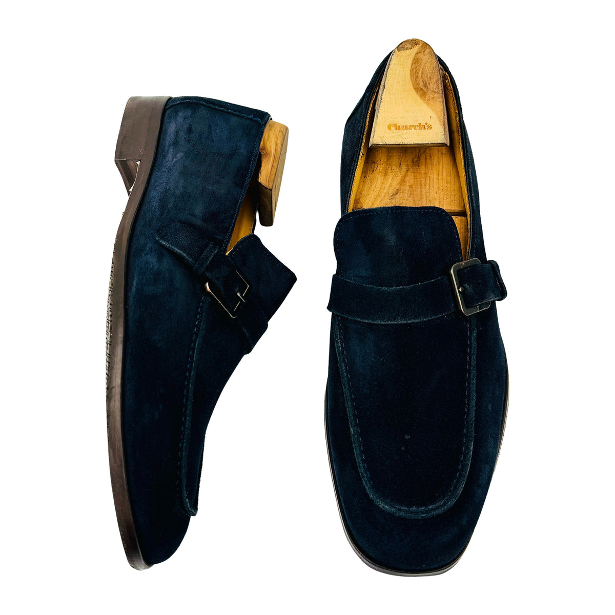 Emidio Tucci Navy Blue Suede Loafers (Size 42)
