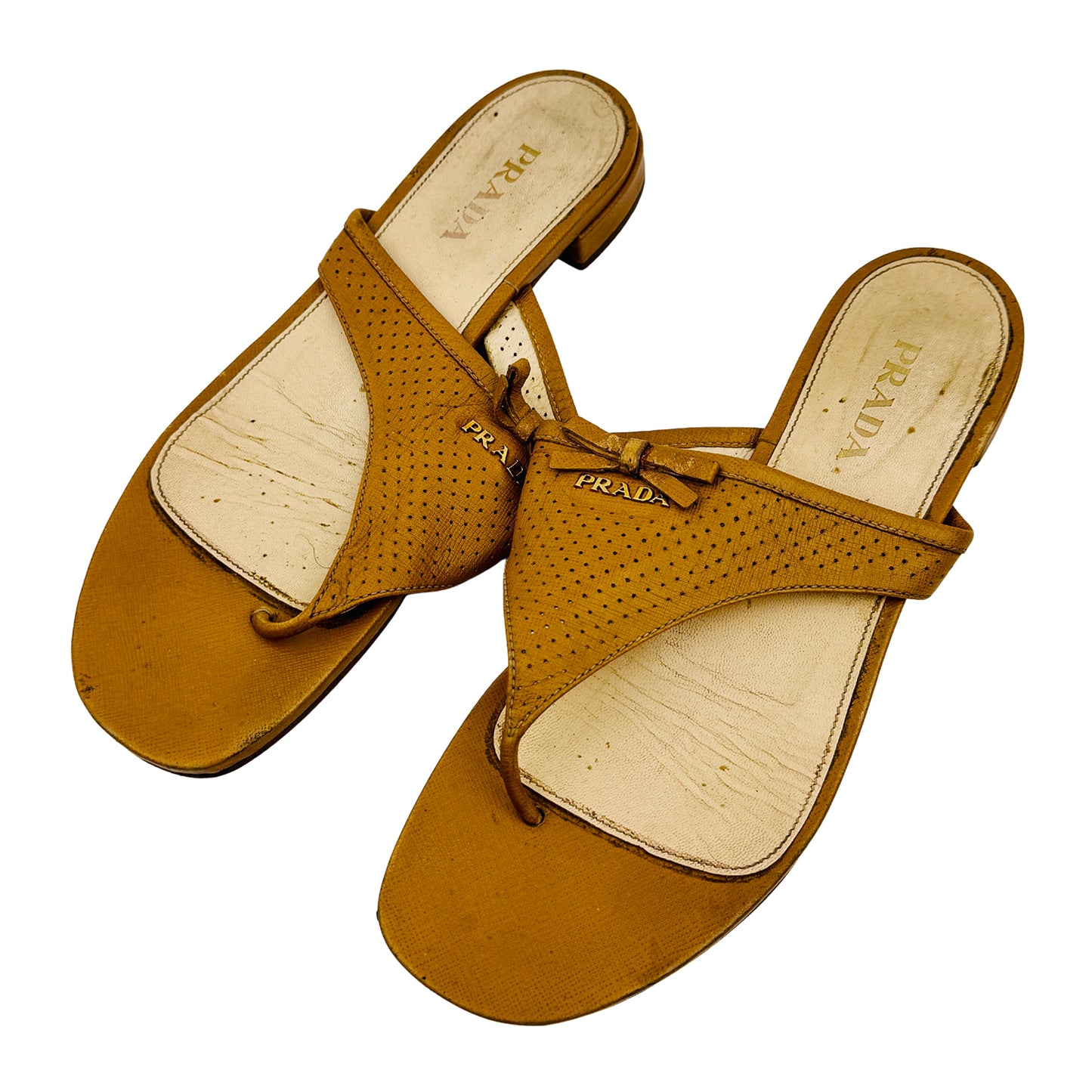 Prada Brown Leather Thong Sandal Slippers (Size 40)