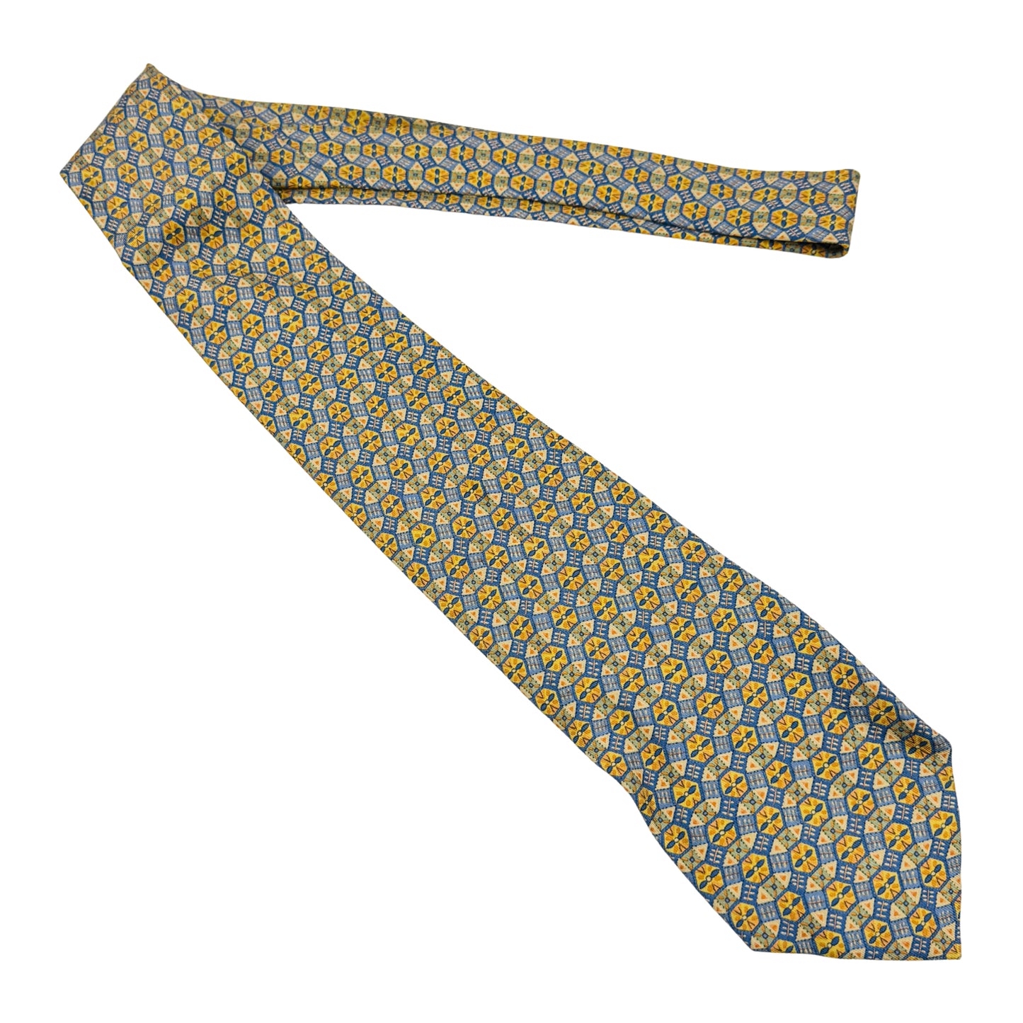 Hermès Light Blue 'Geometric Pattern' Tie (Size Regular)