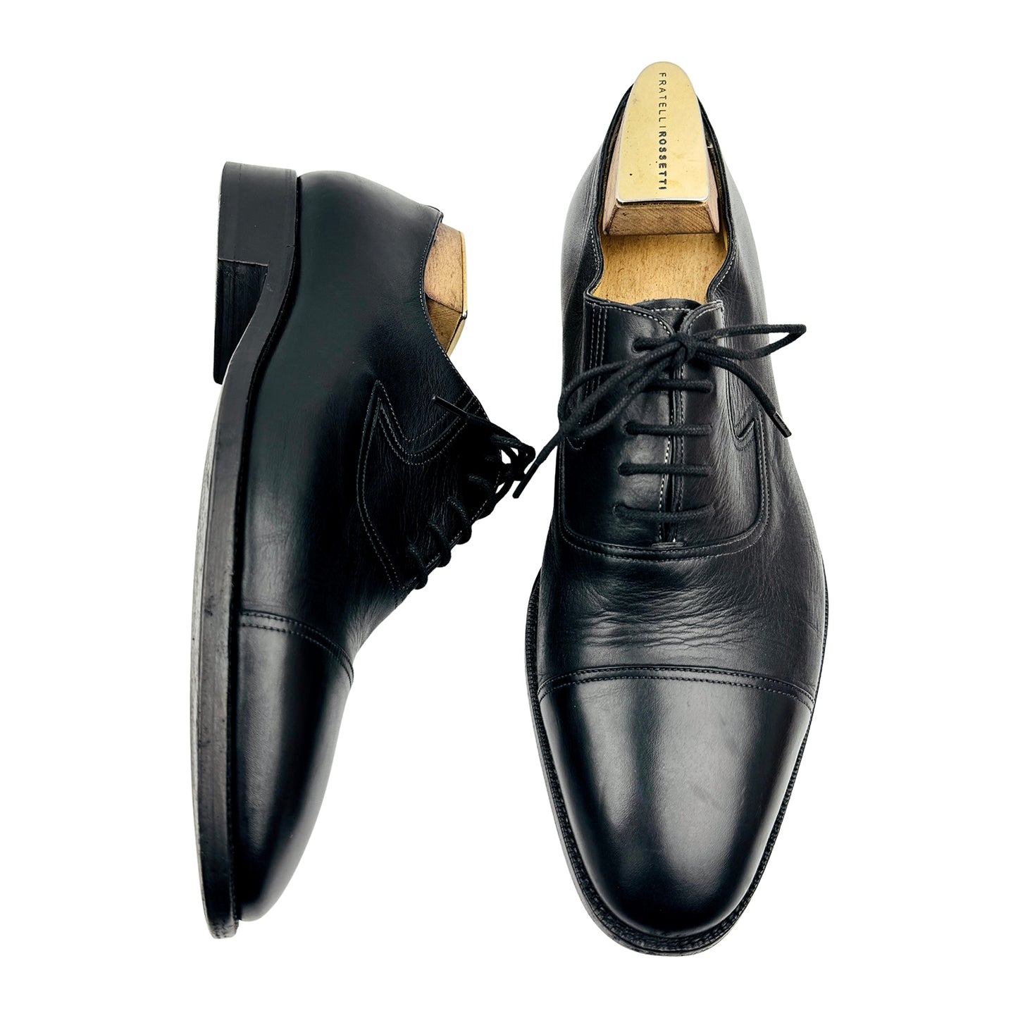 Santoni Men's Black Leather Oxford Shoes (Size 45)
