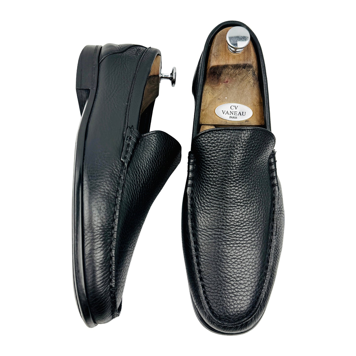 Bally Men's Black Pebbled Leather Loafers (Size 44)