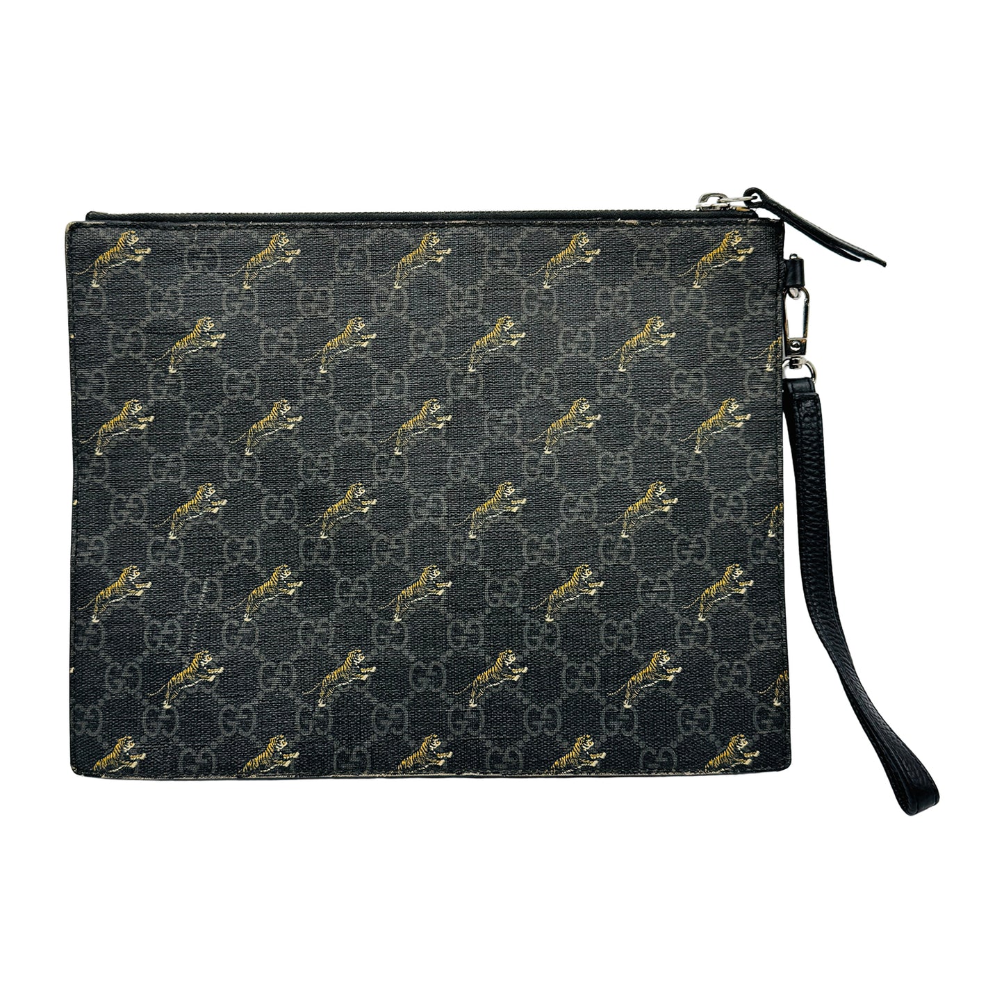 Gucci GG Supreme Tiger Print Zippered Clutch Bag - 575136