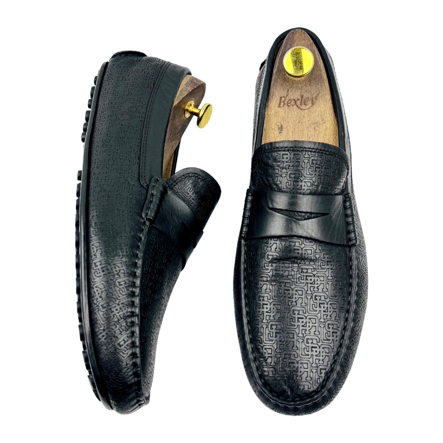 U.S. Polo Assn. Black Textured Leather Loafers (Size 43)