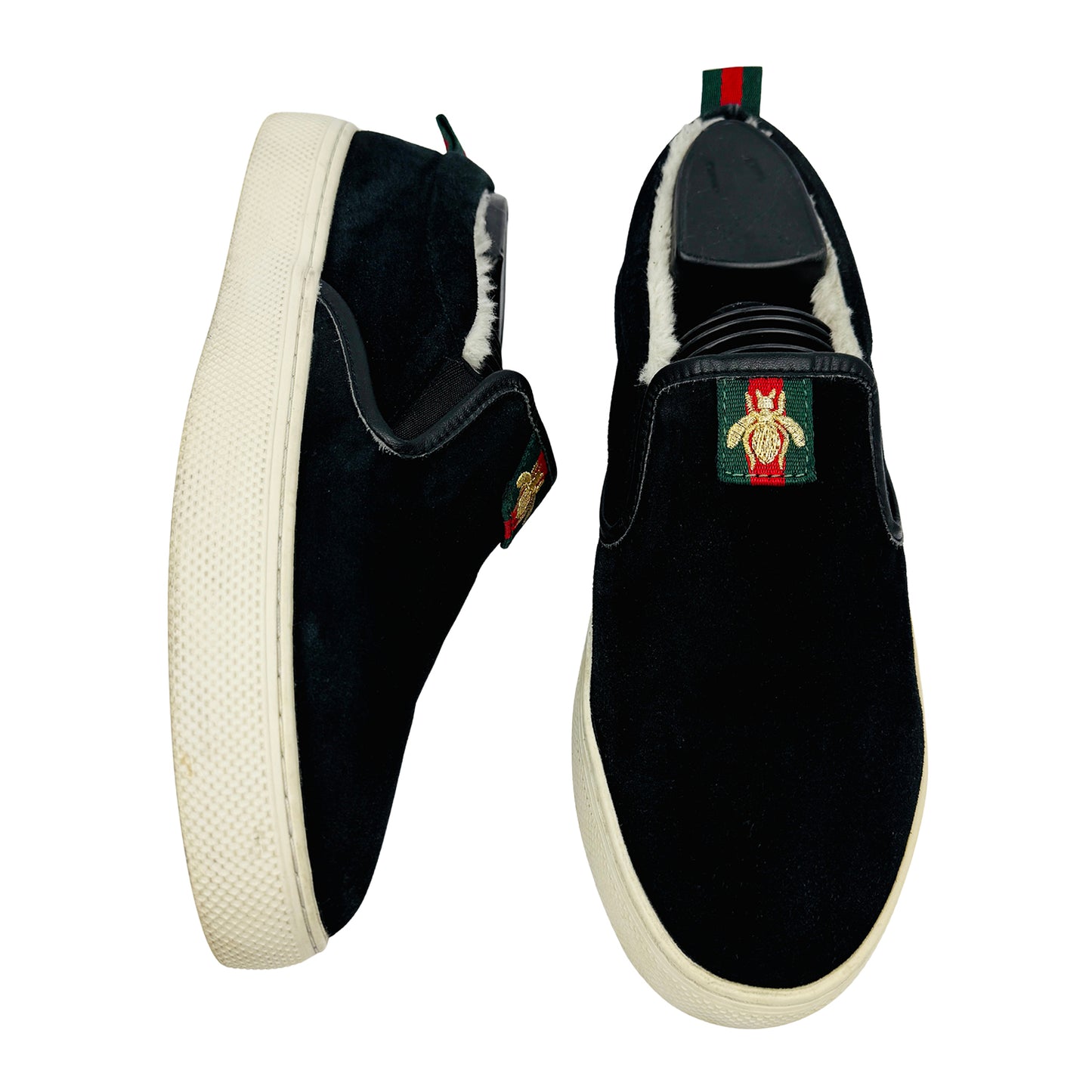 Gucci Men's Black Suede Wool Slip-On Sneakers (Size 40)