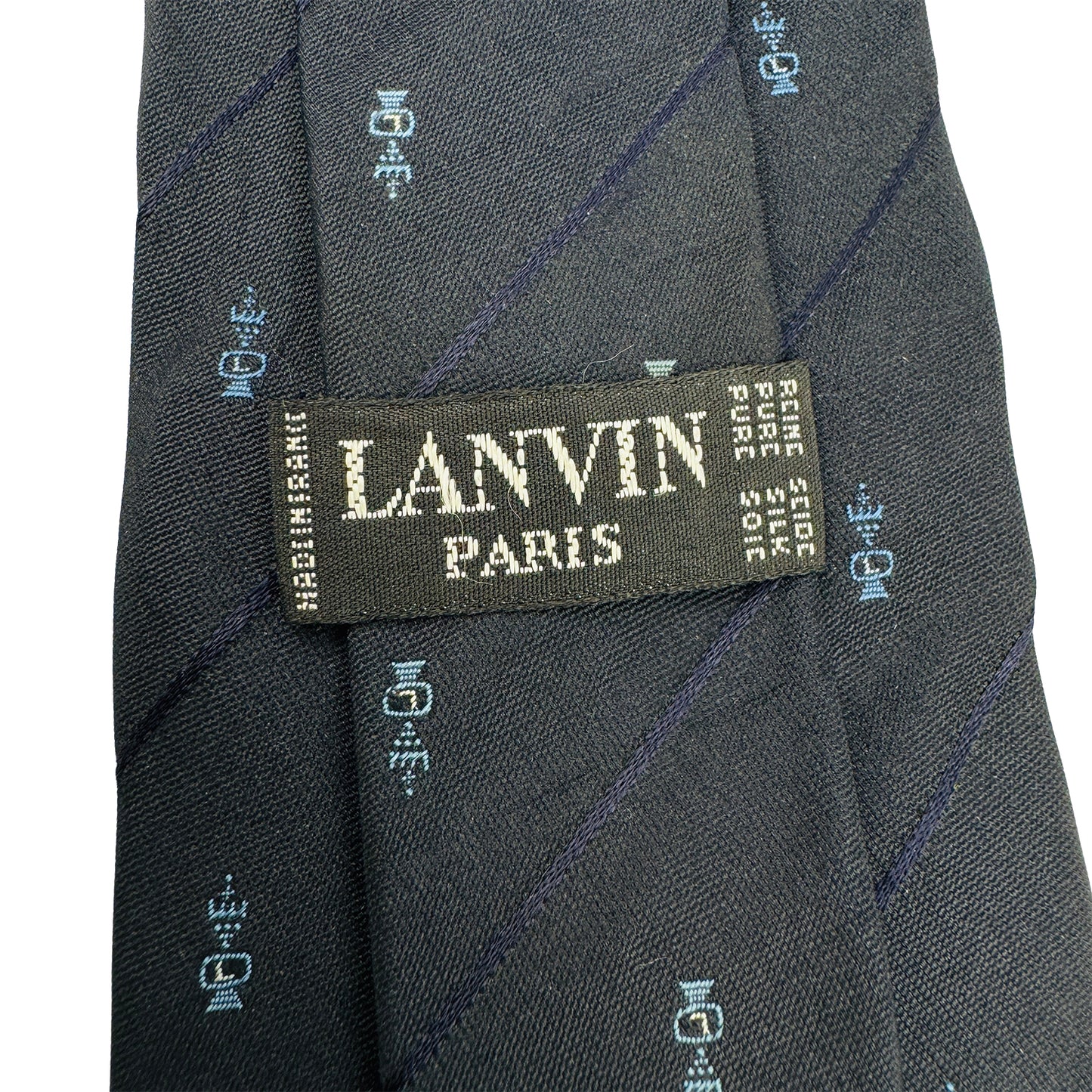 Lanvin Paris Dark Navy 'Motifs' Tie (Size Regular)