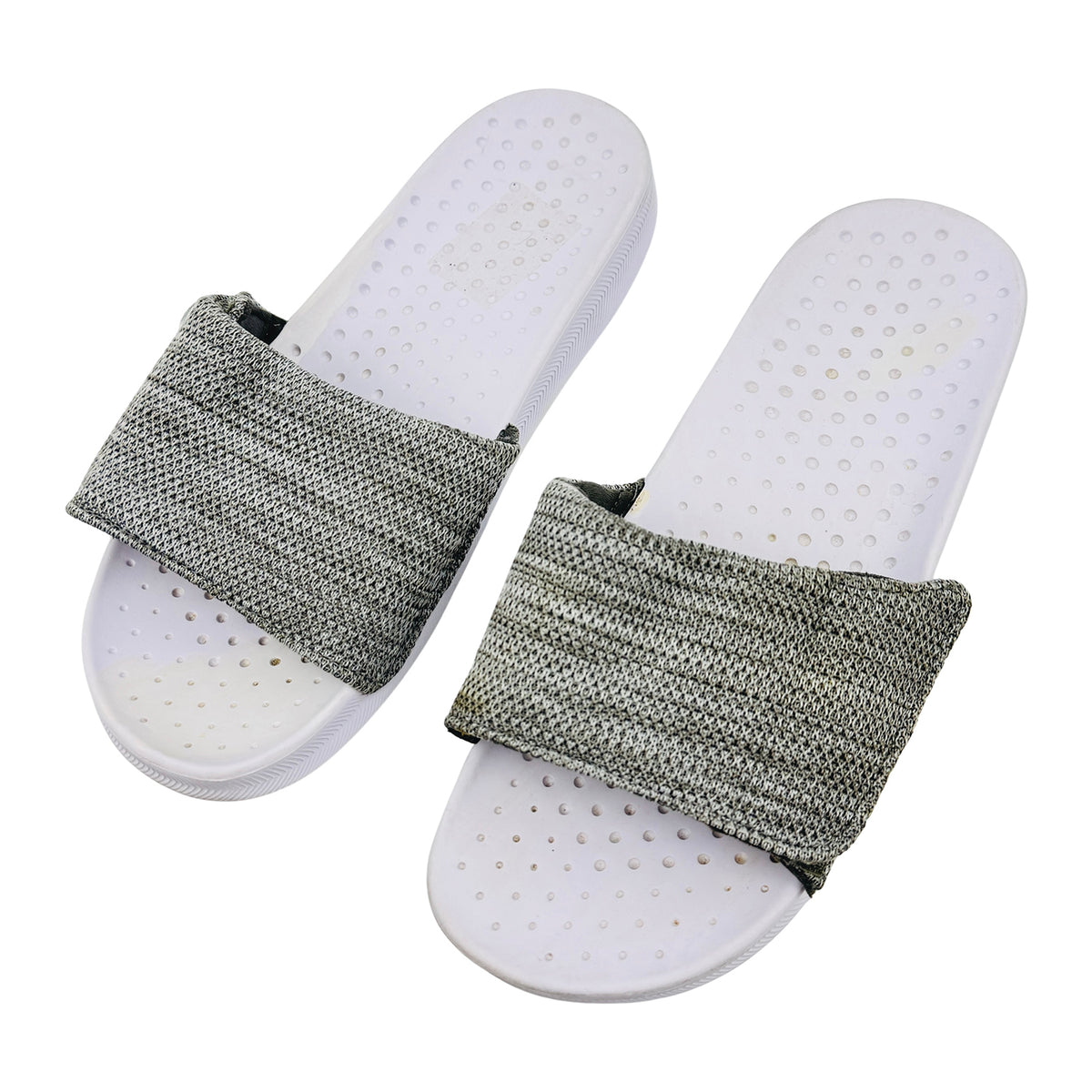 Aldo Grey White Knit Adjustable Strap Slides (Size 41)