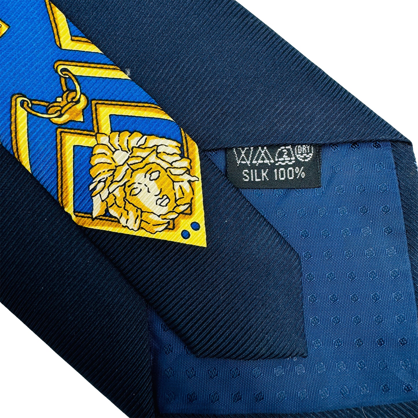 Versace Navy Blue 'Baroque Pattern' Tie (Size Regular)