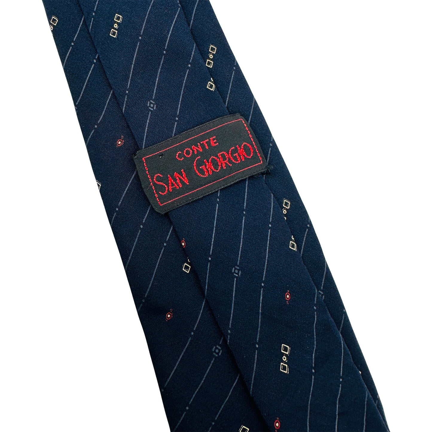 Conte San Giorgio Navy 'Geometric Motifs' Tie (Size Slim Fit)
