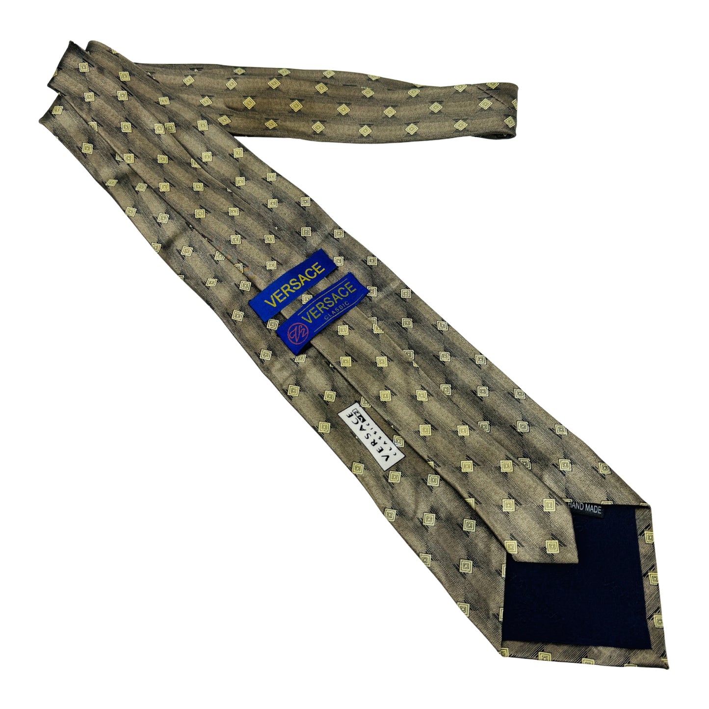 Versace Brown 'Geometric Diamond Motifs' Tie (Size Regular)