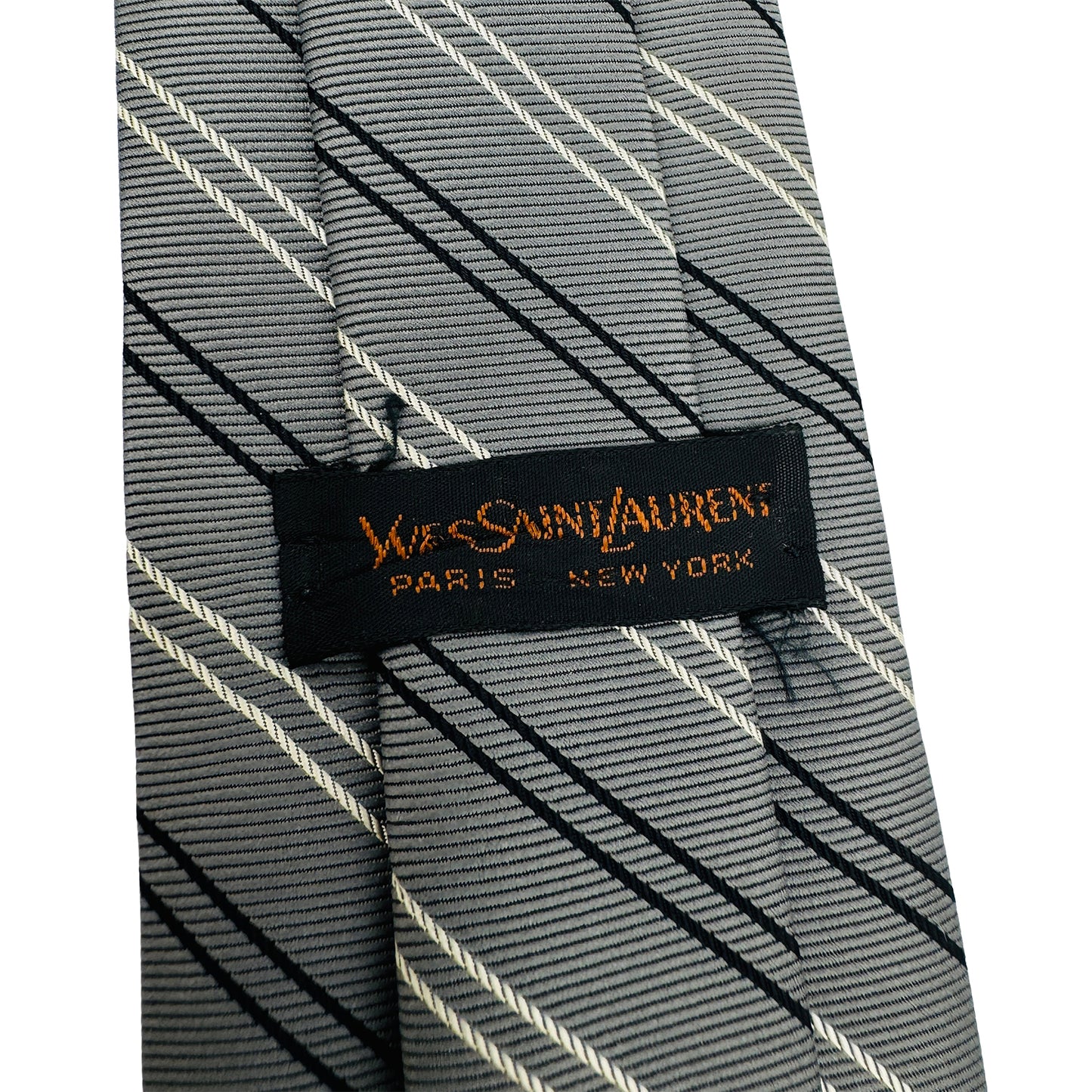 Yves Saint Laurent Grey 'Diagonal Stripes' Tie (Size Slim Fit)