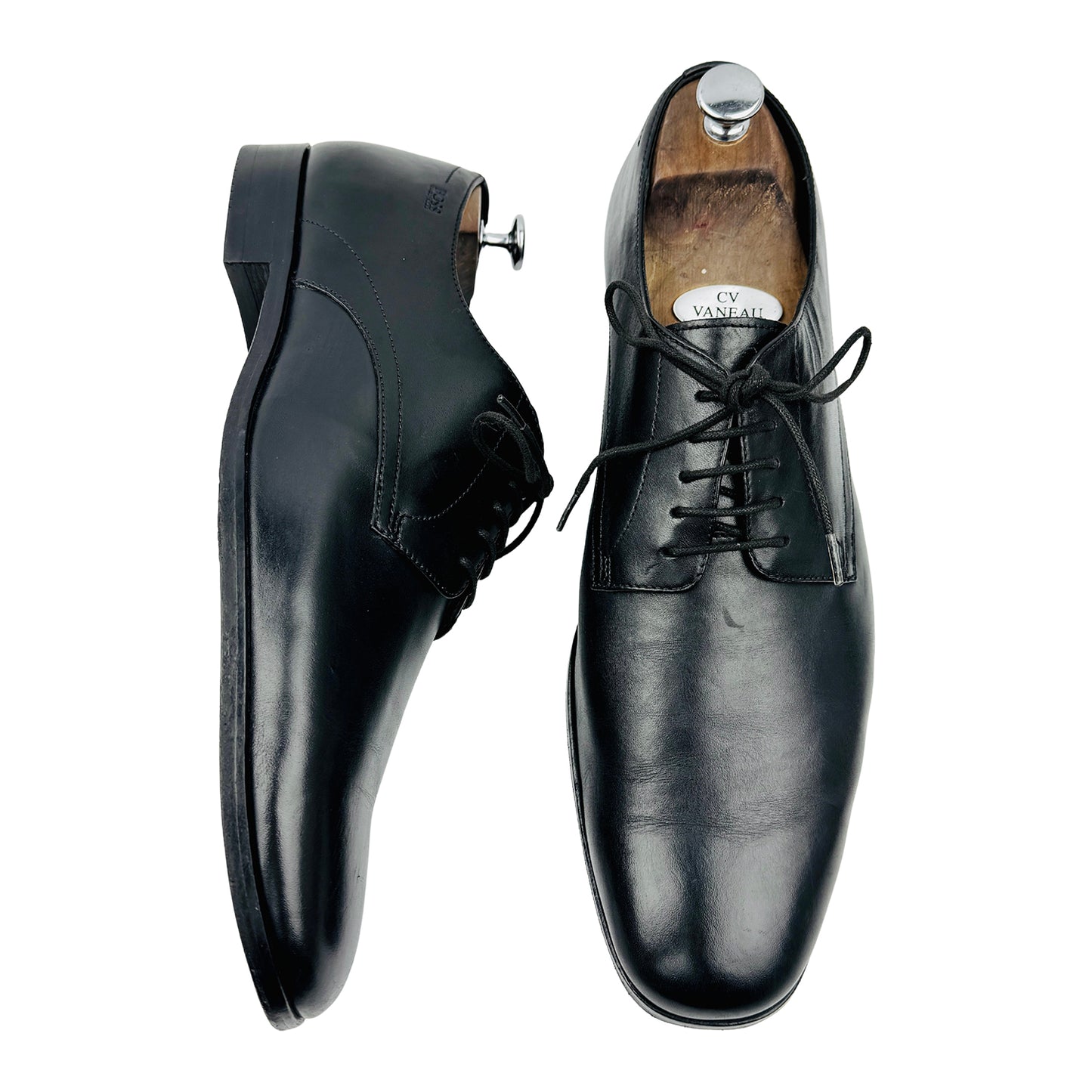 Hugo Boss Men's Black Leather Derby Shoes (Size 44.5) - 50190694