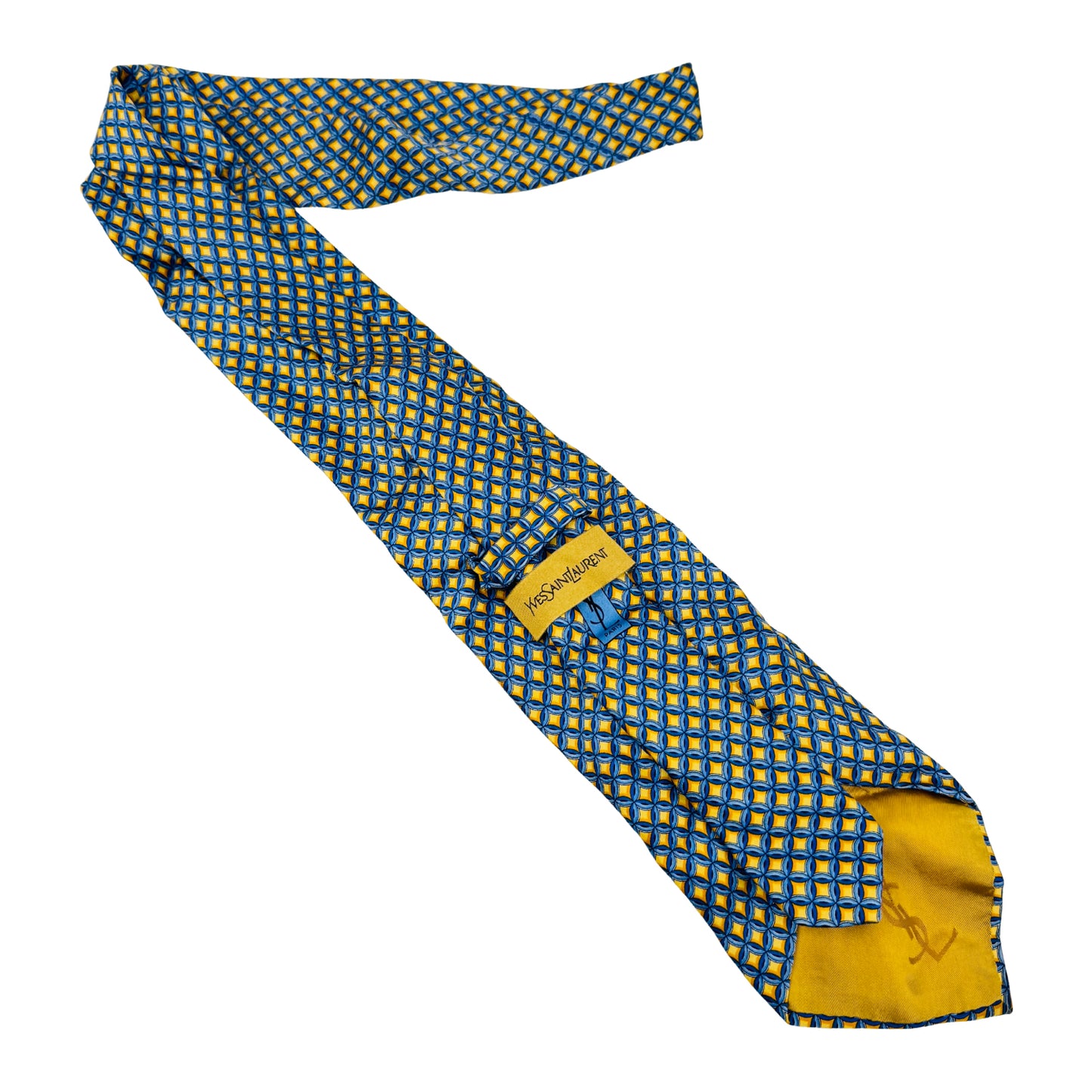 Yves Saint Laurent Yellow 'Geometric Pattern' Silk Tie (Size Regular)