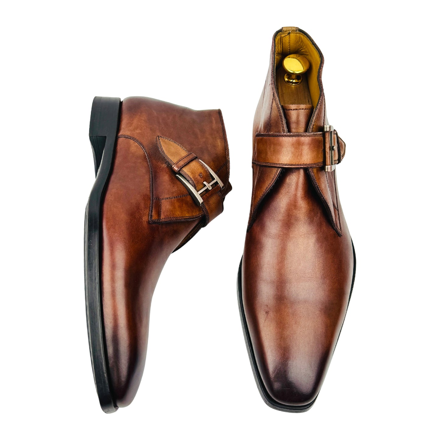 Magnanni Raiden Brown Monk Strap Chukka Boots (Size 40)