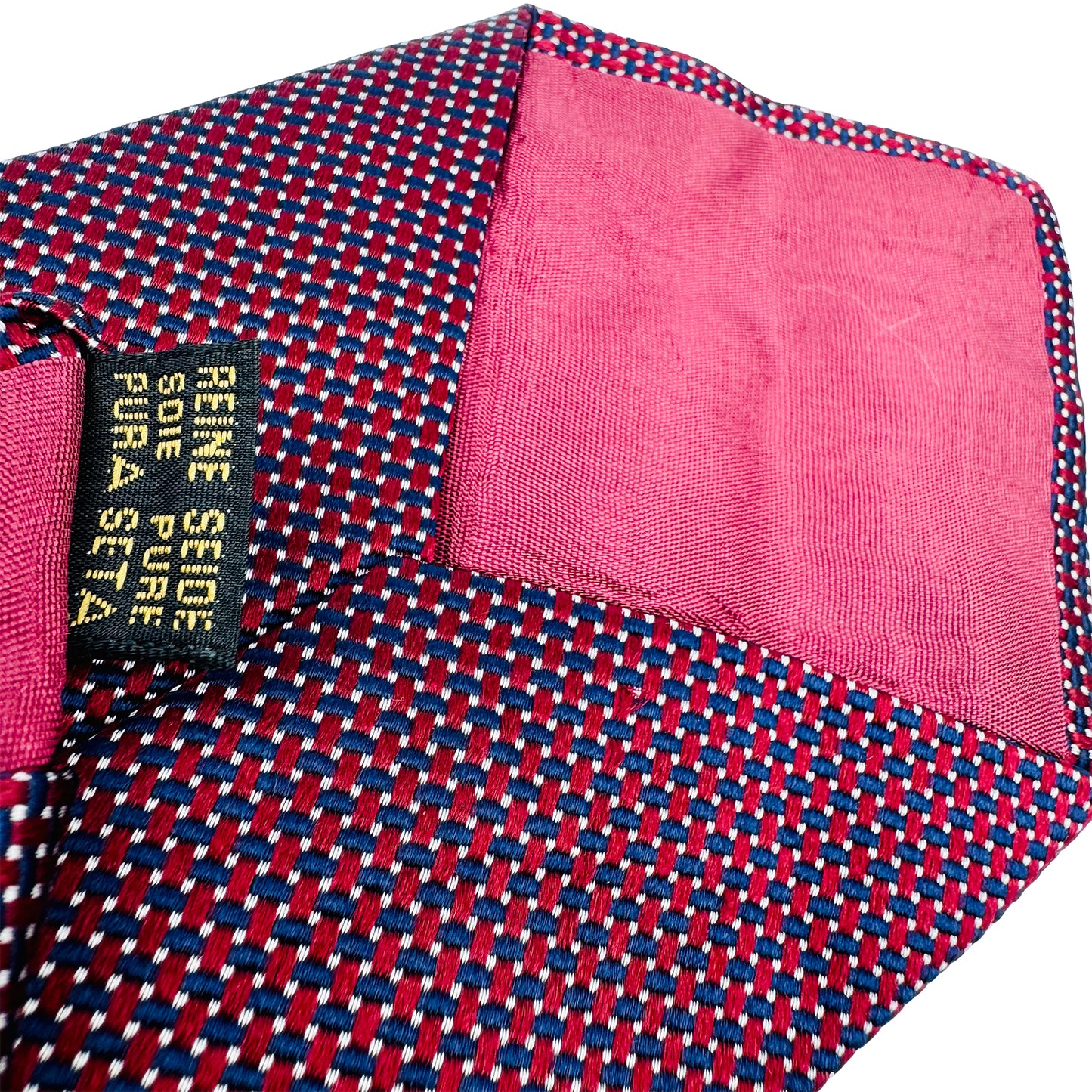 Burberry London Deep Red 'Micro Geometric Woven Pattern' Tie