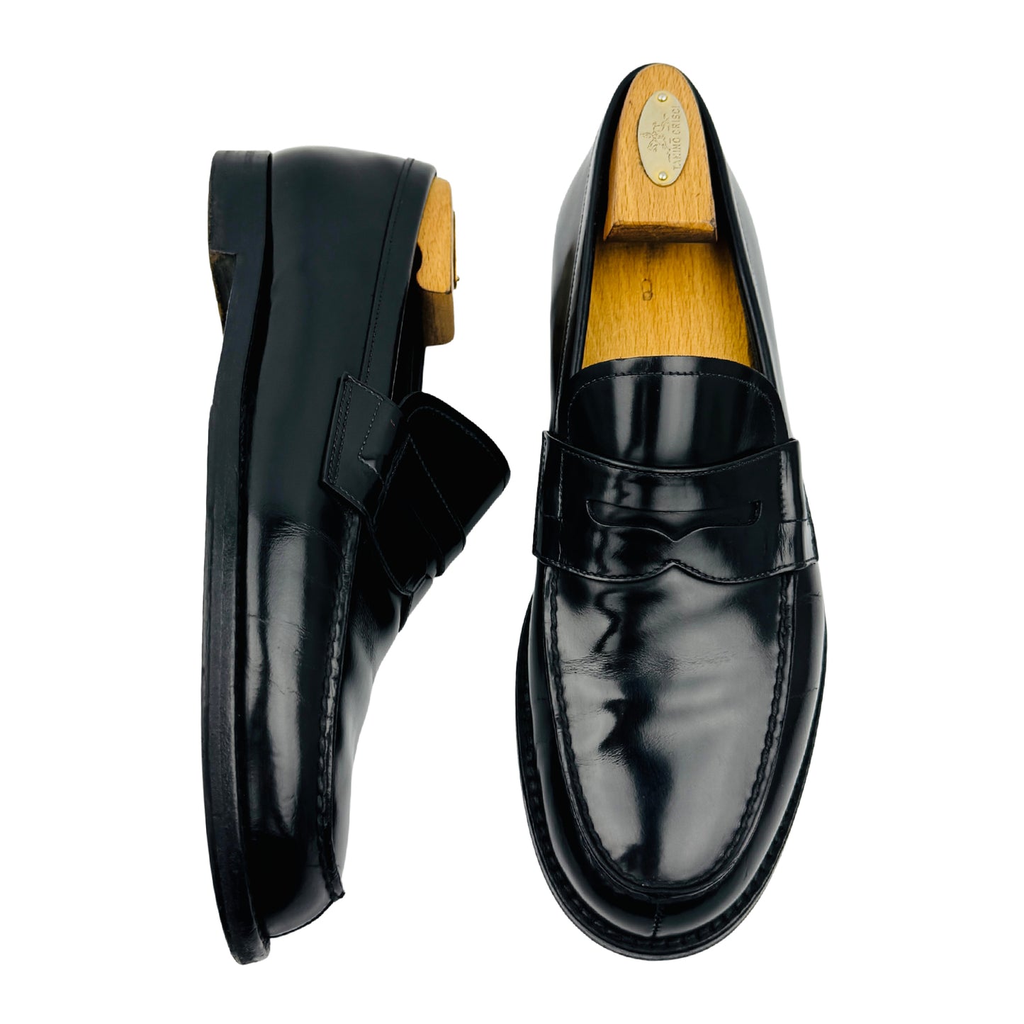 Prada Men's Black Leather Penny Loafers (Size 42.5)
