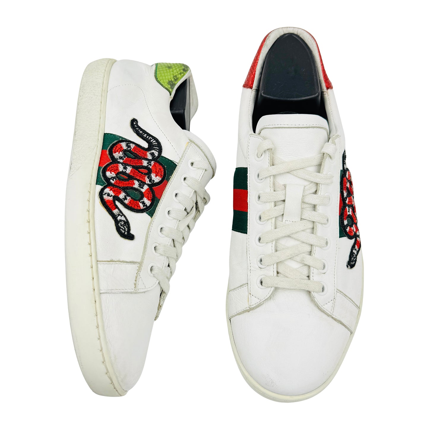 Gucci Ace 'Snake Embroidered' Leather Sneakers (Size 42.5)