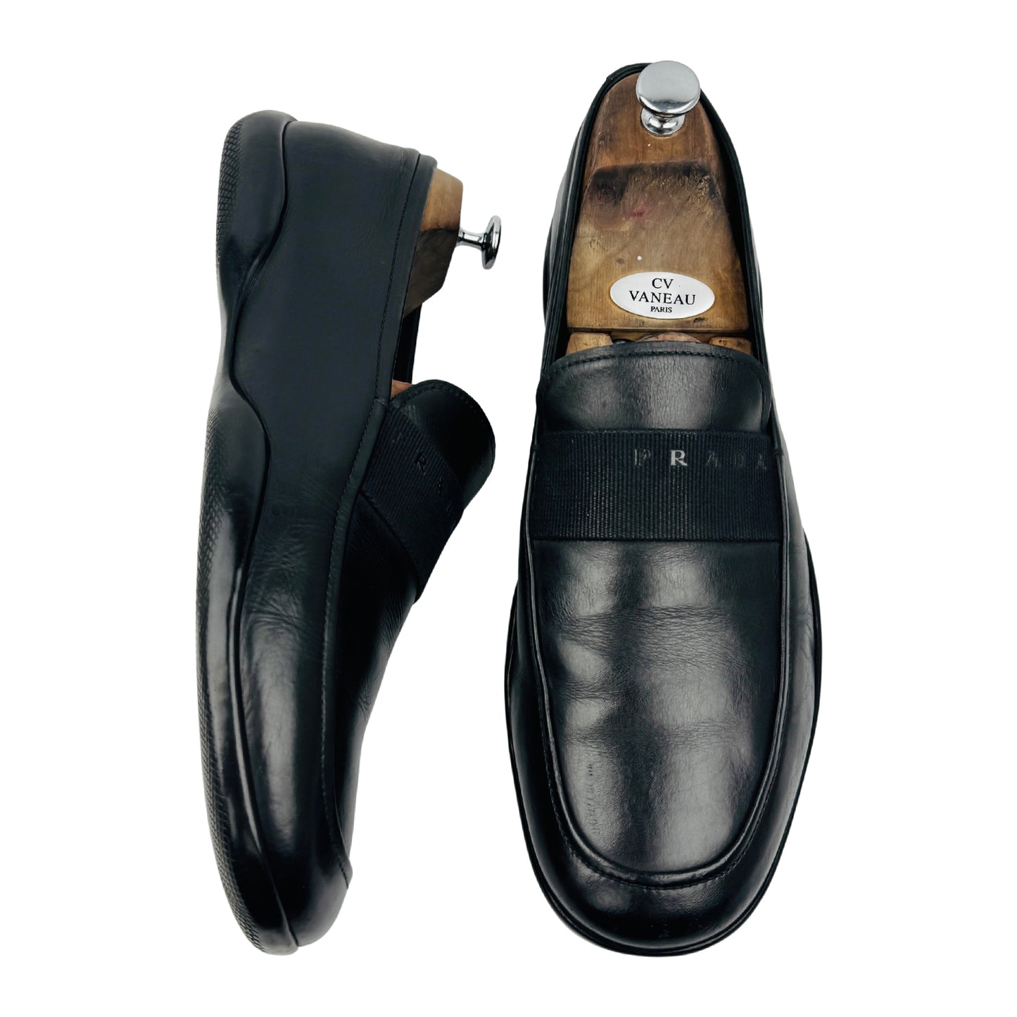 Prada Men's Black Leather Loafers (Size 43.5)