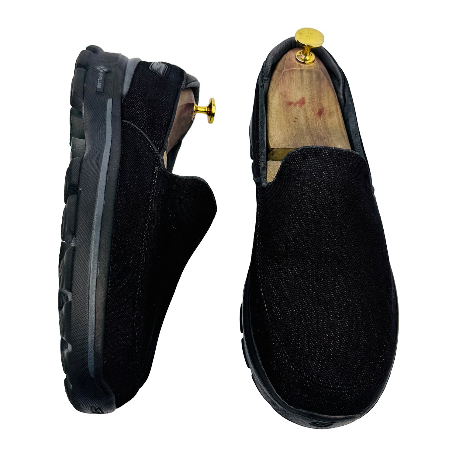 One Front One Cross image of Skechers Men's Go Walk 3 Black Shoes (Size 42.5) - 53984 BBK
