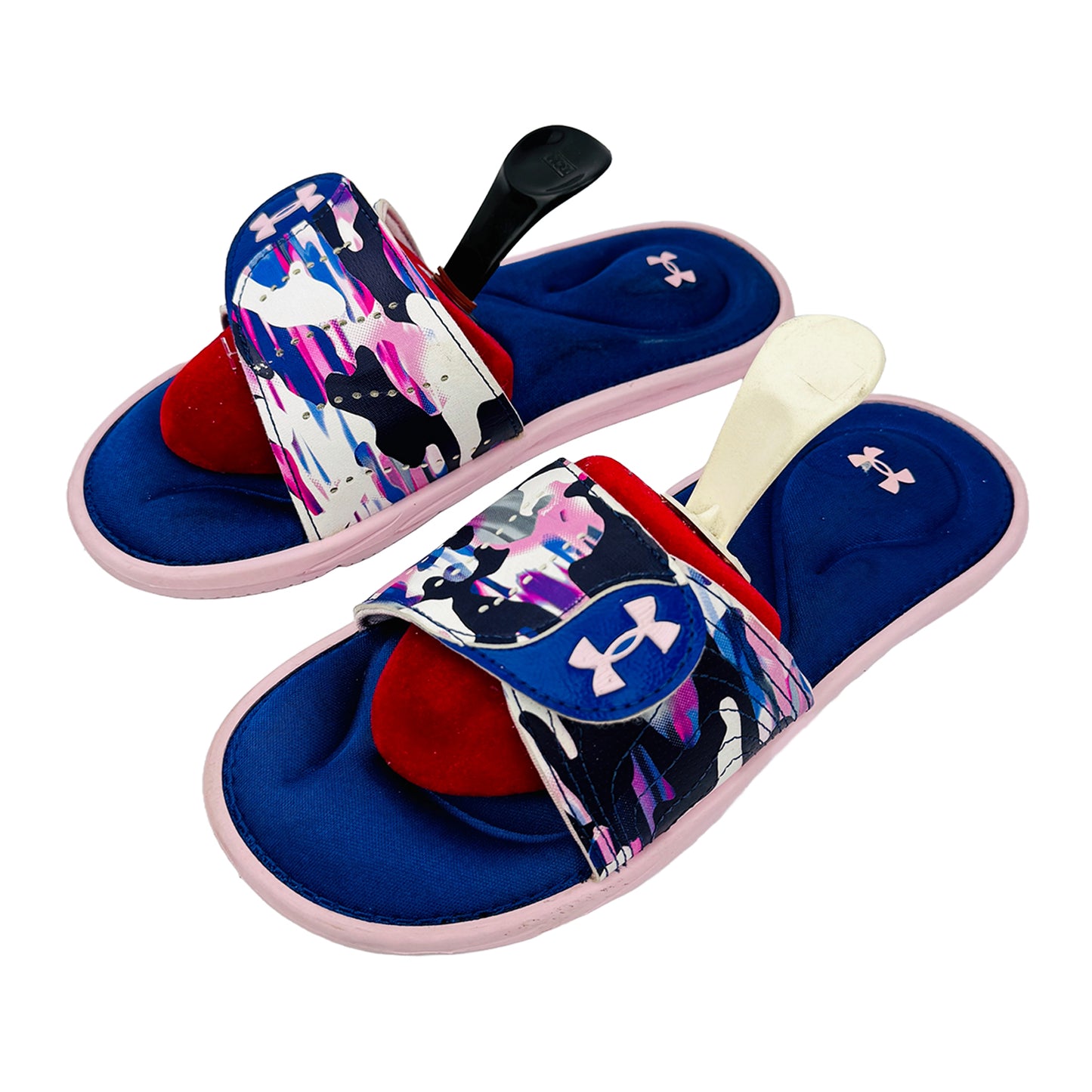 Left Side image of Under Armour Ignite VI Graphic Strap Slides (Size 36) - 3024454-600