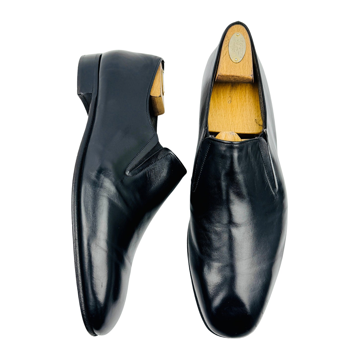 Bally Men's Black Polished Leather Loafers (Size 44)