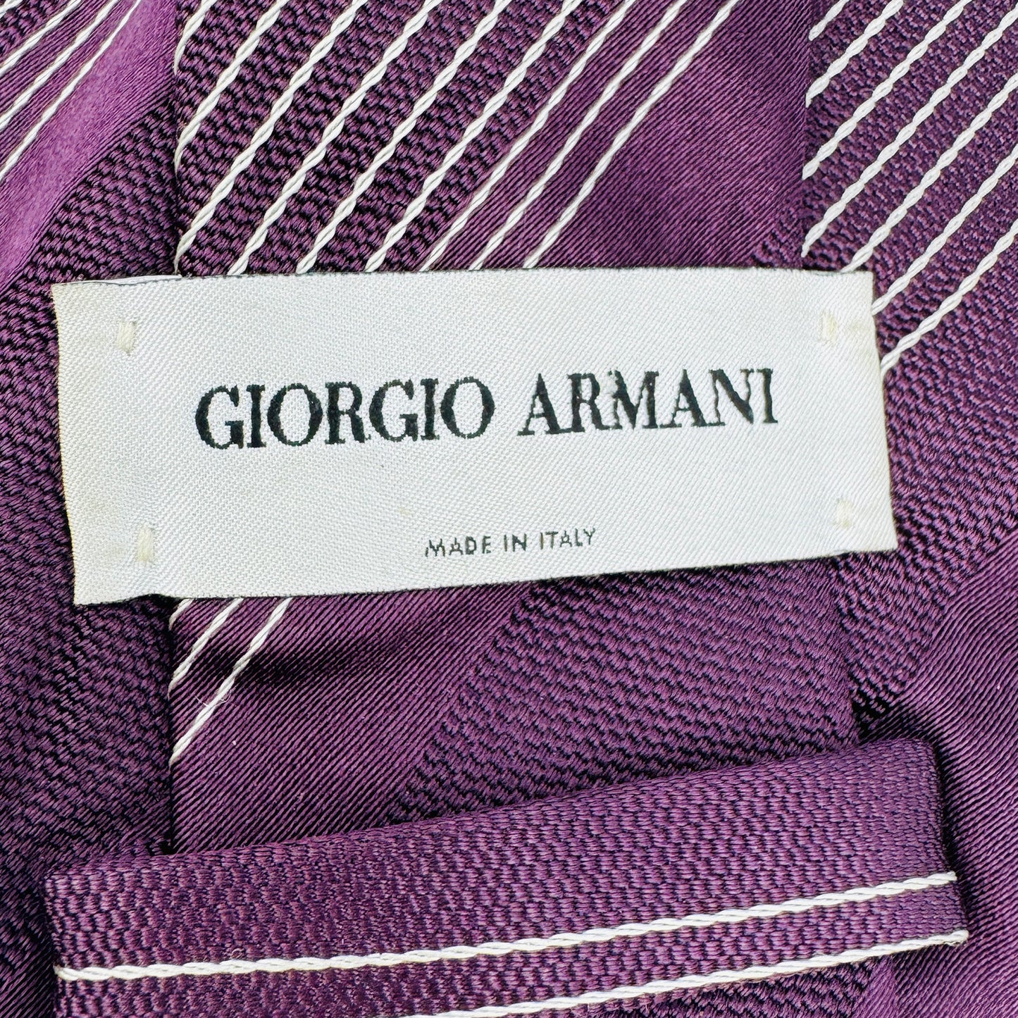 Giorgio Armani Purple 'Diagonal Pinstripes' Tie (Size Regular)