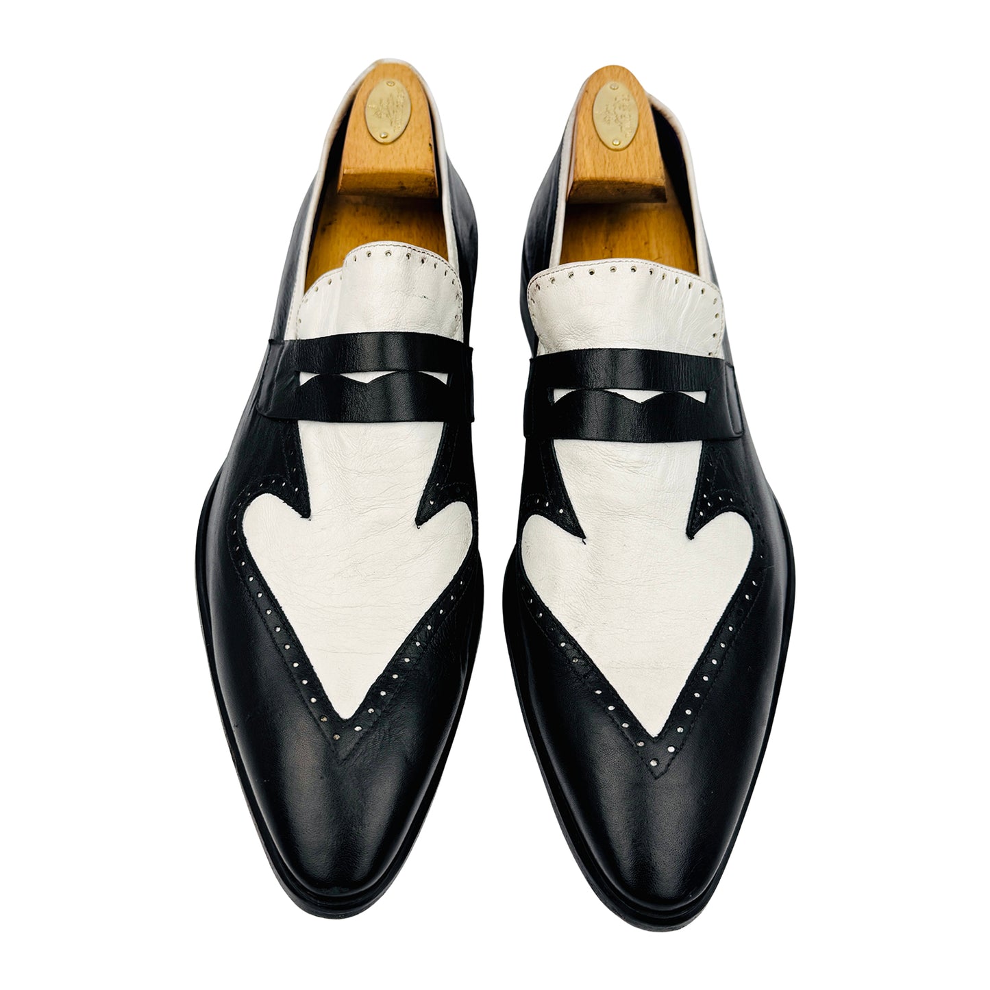 Roberto Guerrini Men's Spectator Black White Loafers (Size 42.5)
