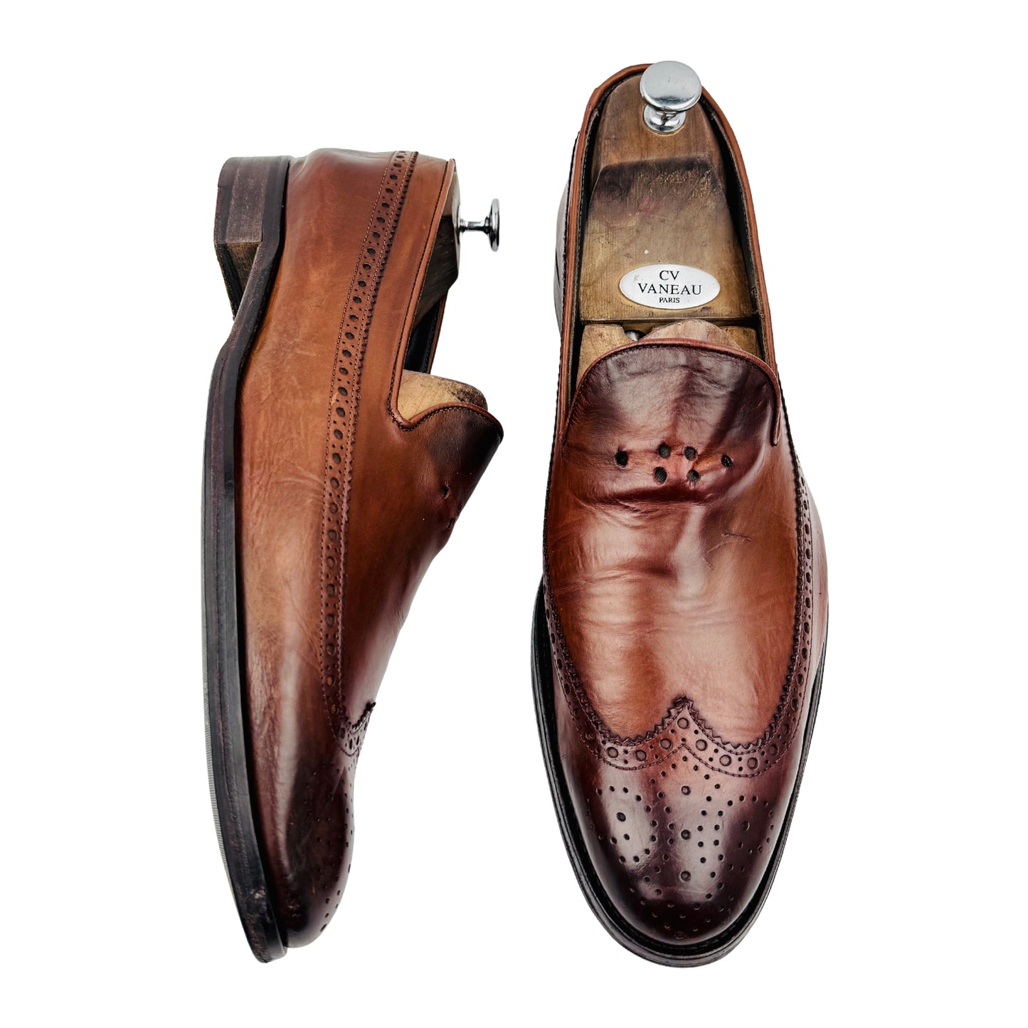 Russel & Bromley Brown Leather Wingtip Loafers (Size 44)