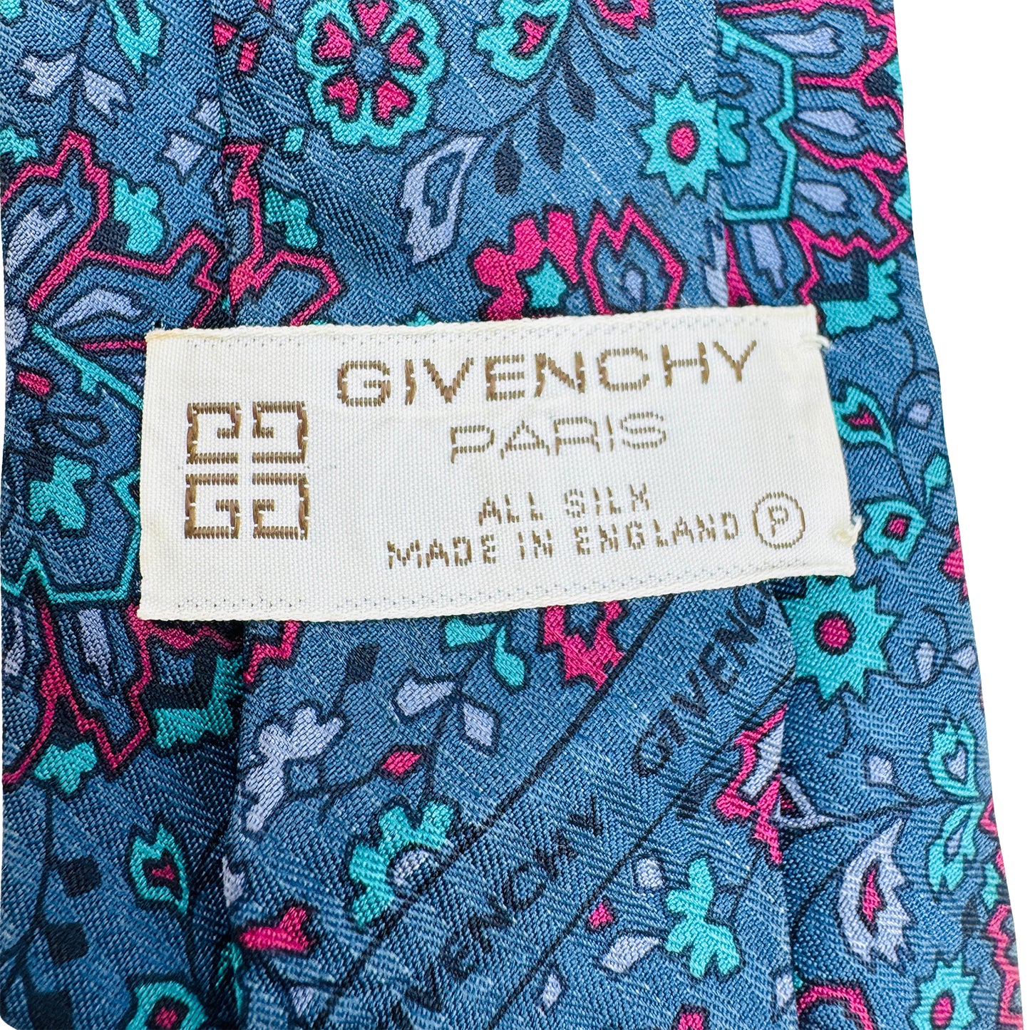 Givenchy Teal Pink 'Floral Pattern' Silk Tie (Size Regular)