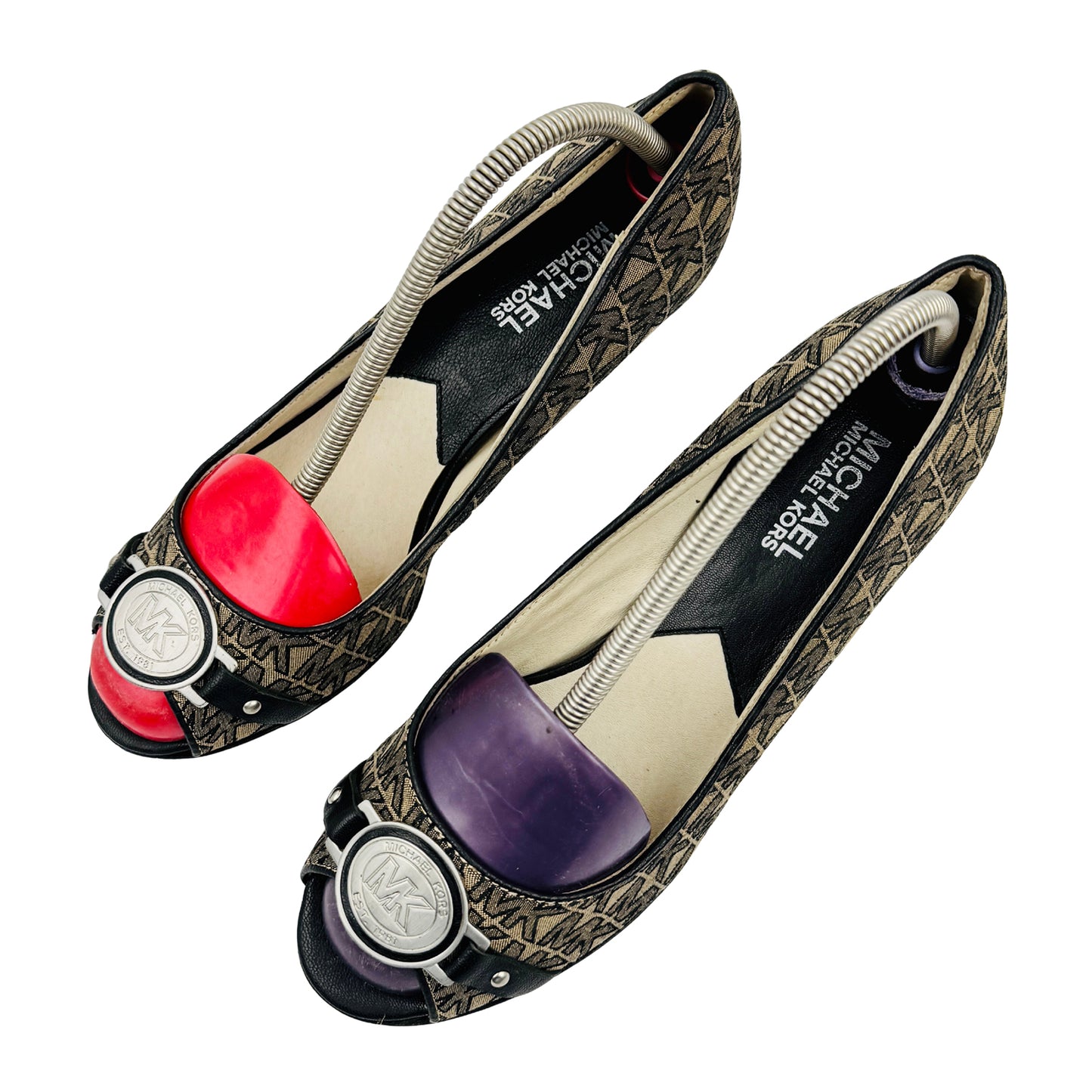 Michael Kors Brown Logo Canvas Heels (Size 36.5)
