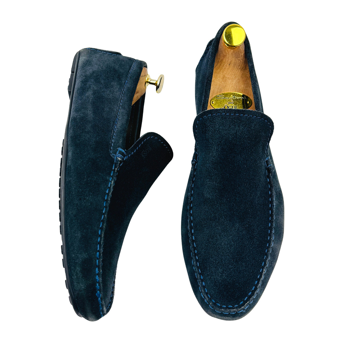 Hugo Boss Dark Blue Suede Leather Loafers (Size 43)