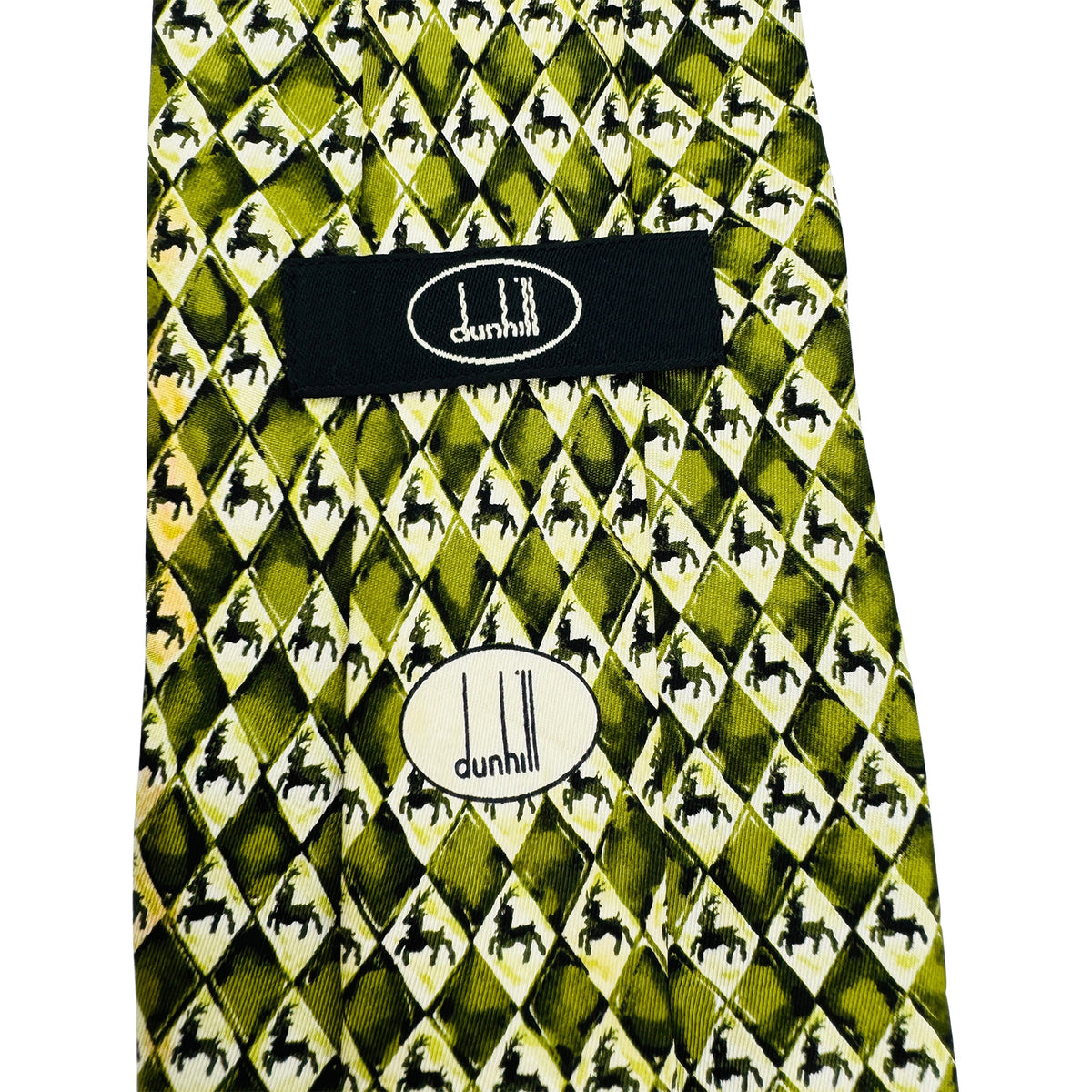 Dunhill Olive Green Geometric Pattern Tie (Size Regular)