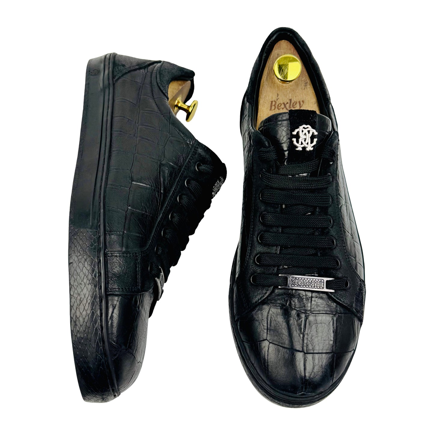 Roberto Cavalli Crocodile Embossed Leather Sneakers (Size 43/43.5)