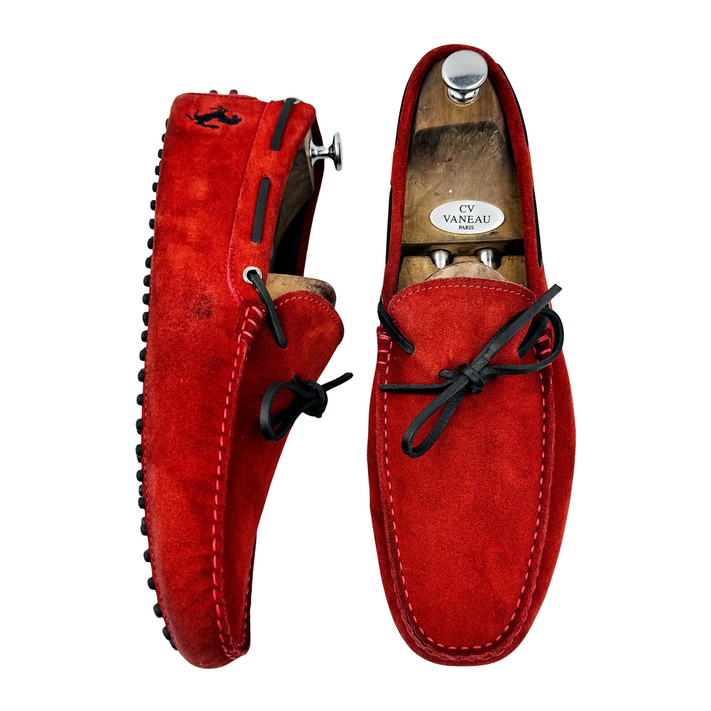 Tod's For Ferrari Red Suede Driving Loafers (Size 45)