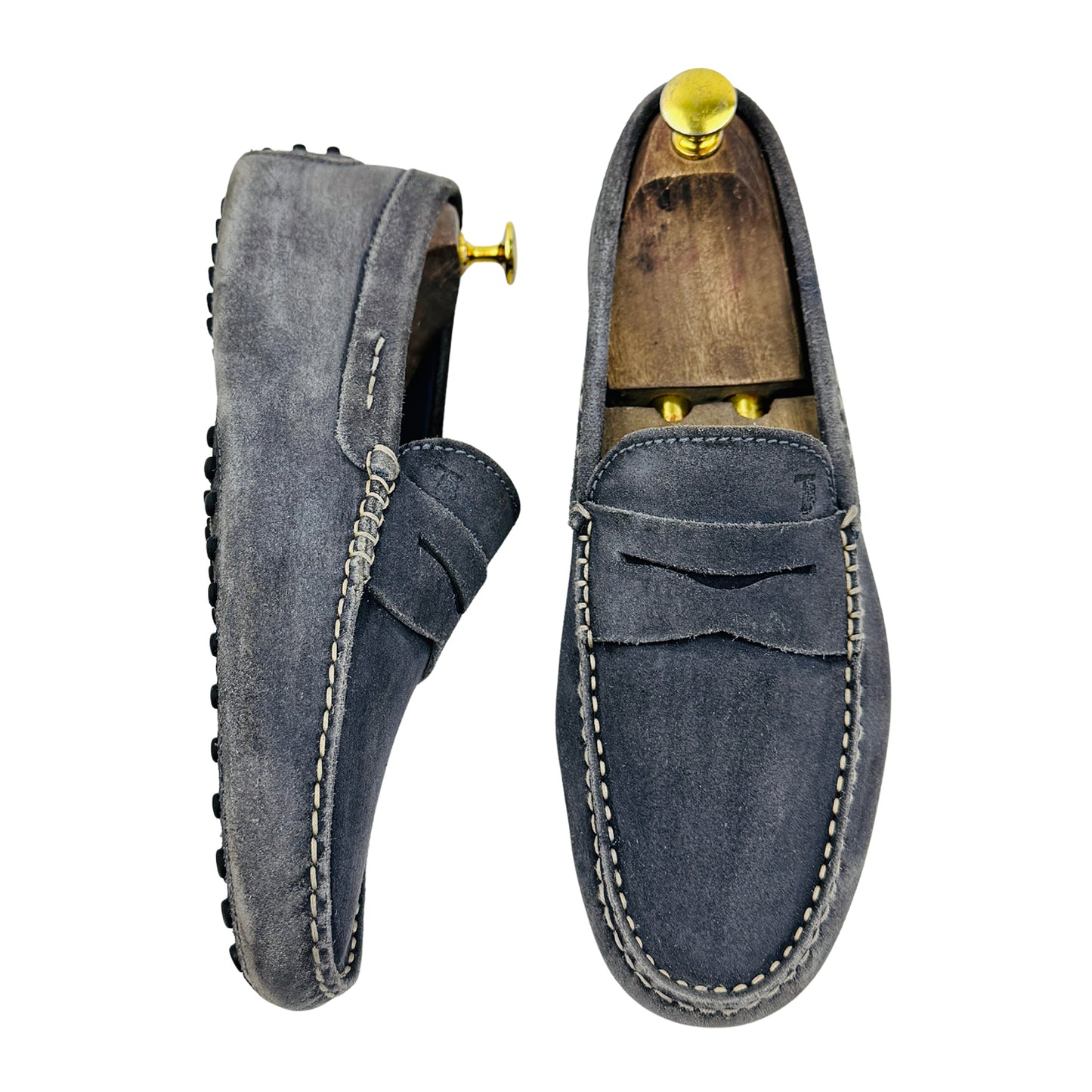 Tod's Men's Grey Gommino Suede Driving Loafers (Size 41)