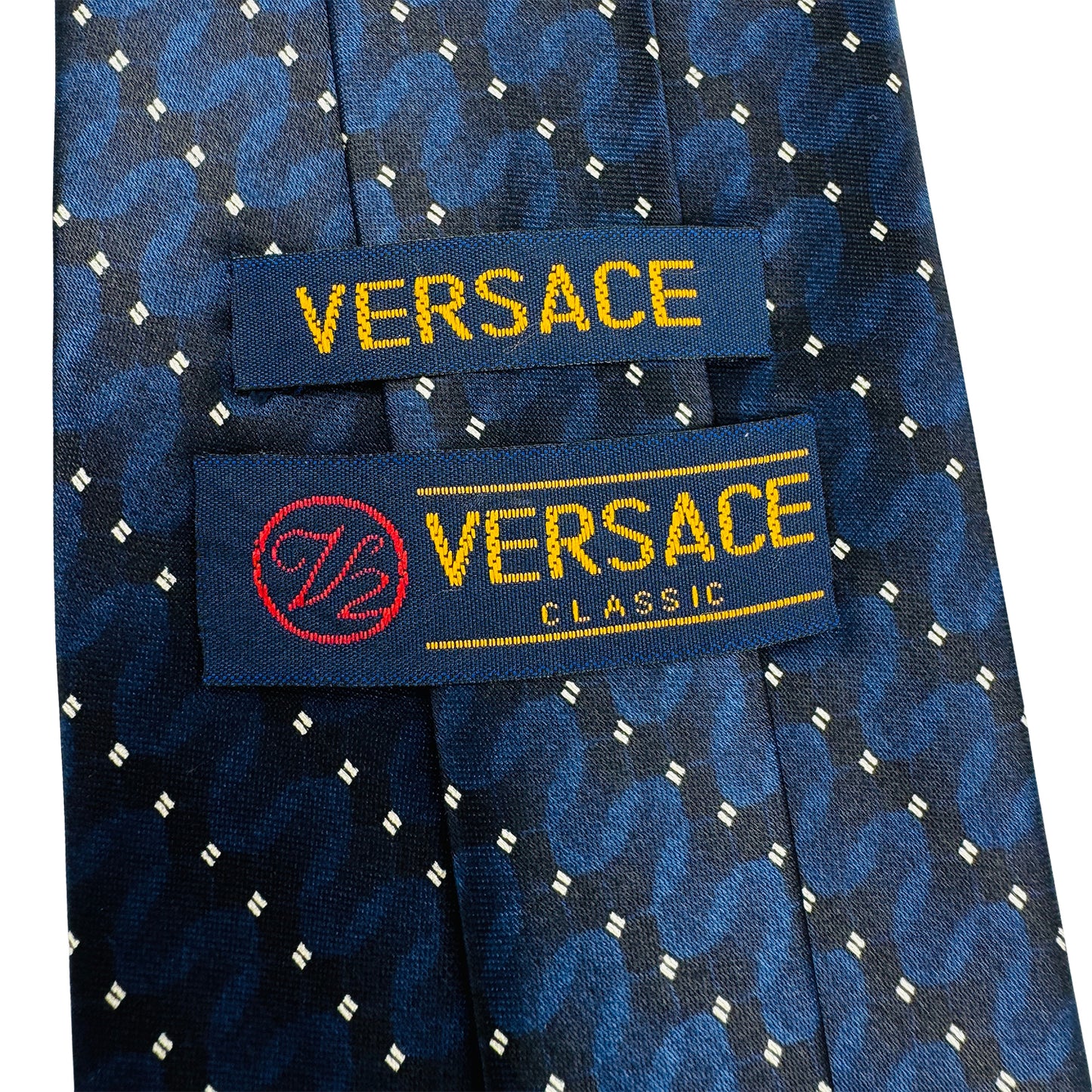 Versace Navy Blue 'Dotted Pattern' Tie (Size Regular)