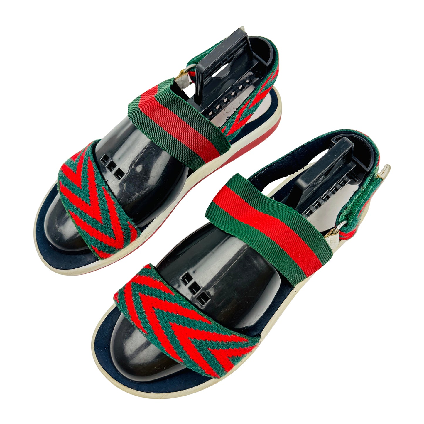 Gucci Toddler Chevron 'Green Red' Sandals (Size 35)