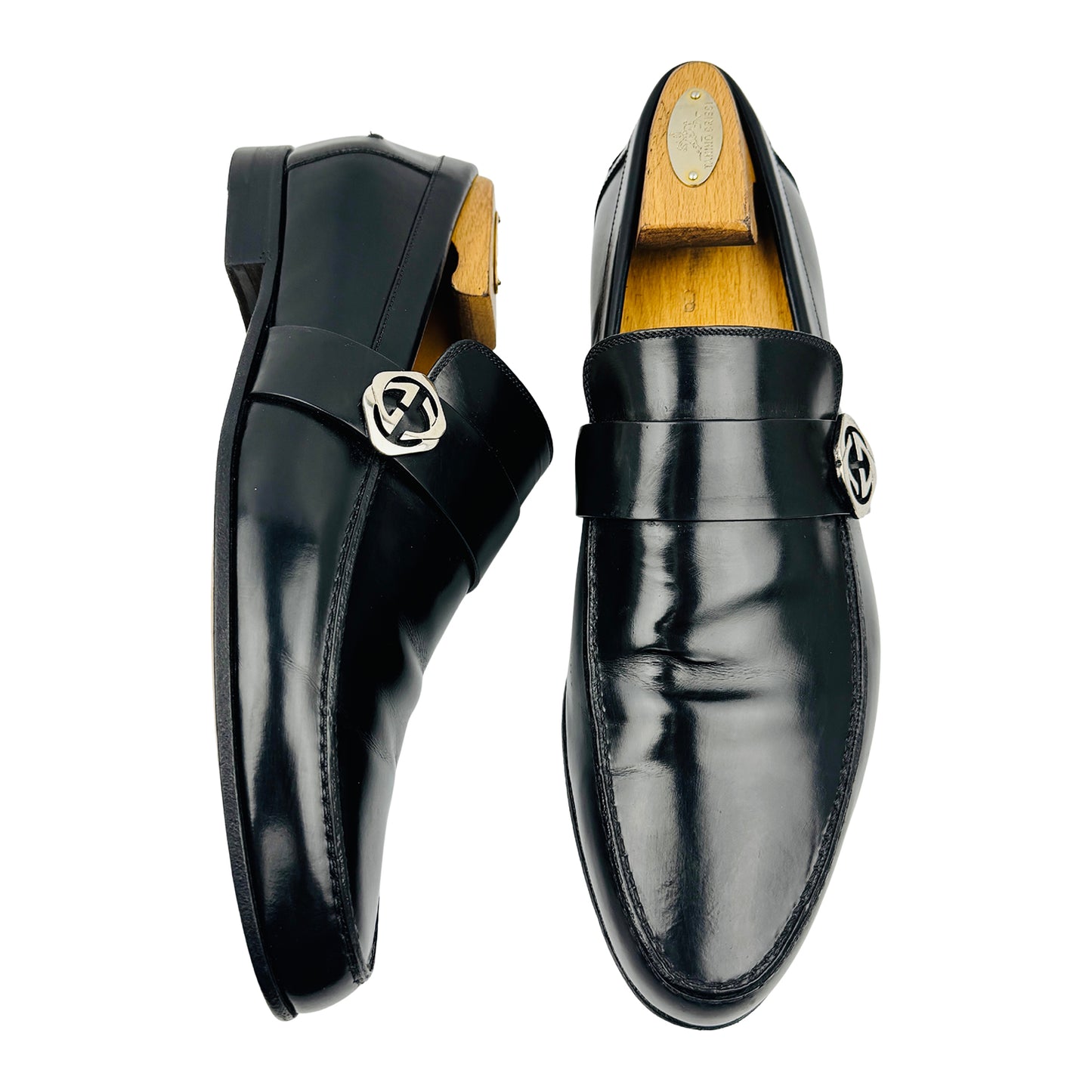 Gucci Men's Interlocking G Black Leather Loafers (Size 42.5)