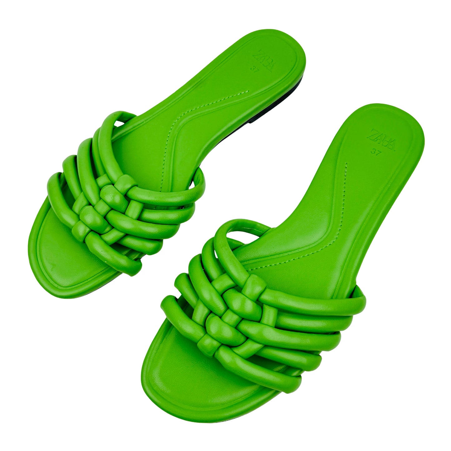 Zara Women's Green Leather Slippers (Size 37)