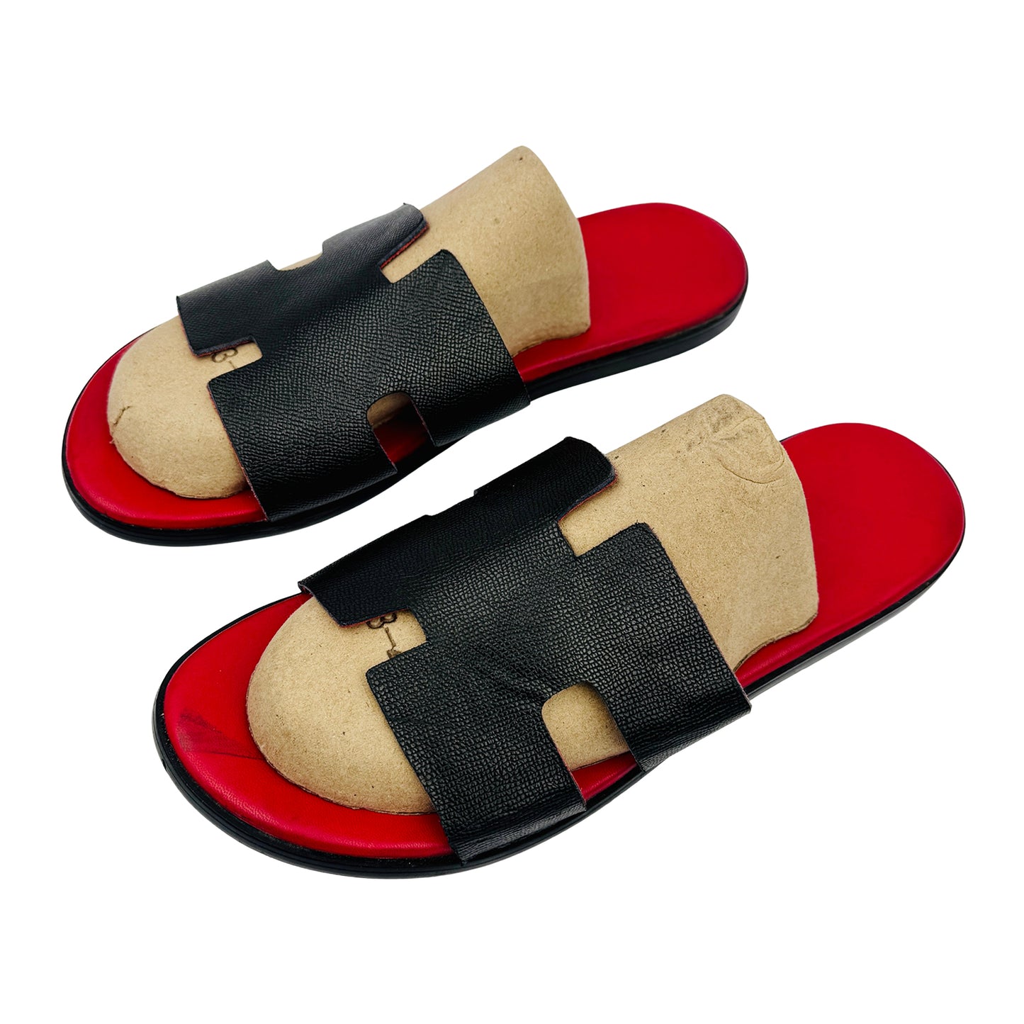 Hermes Men's Oran Red Black Sandal Slides (Size 45/46)