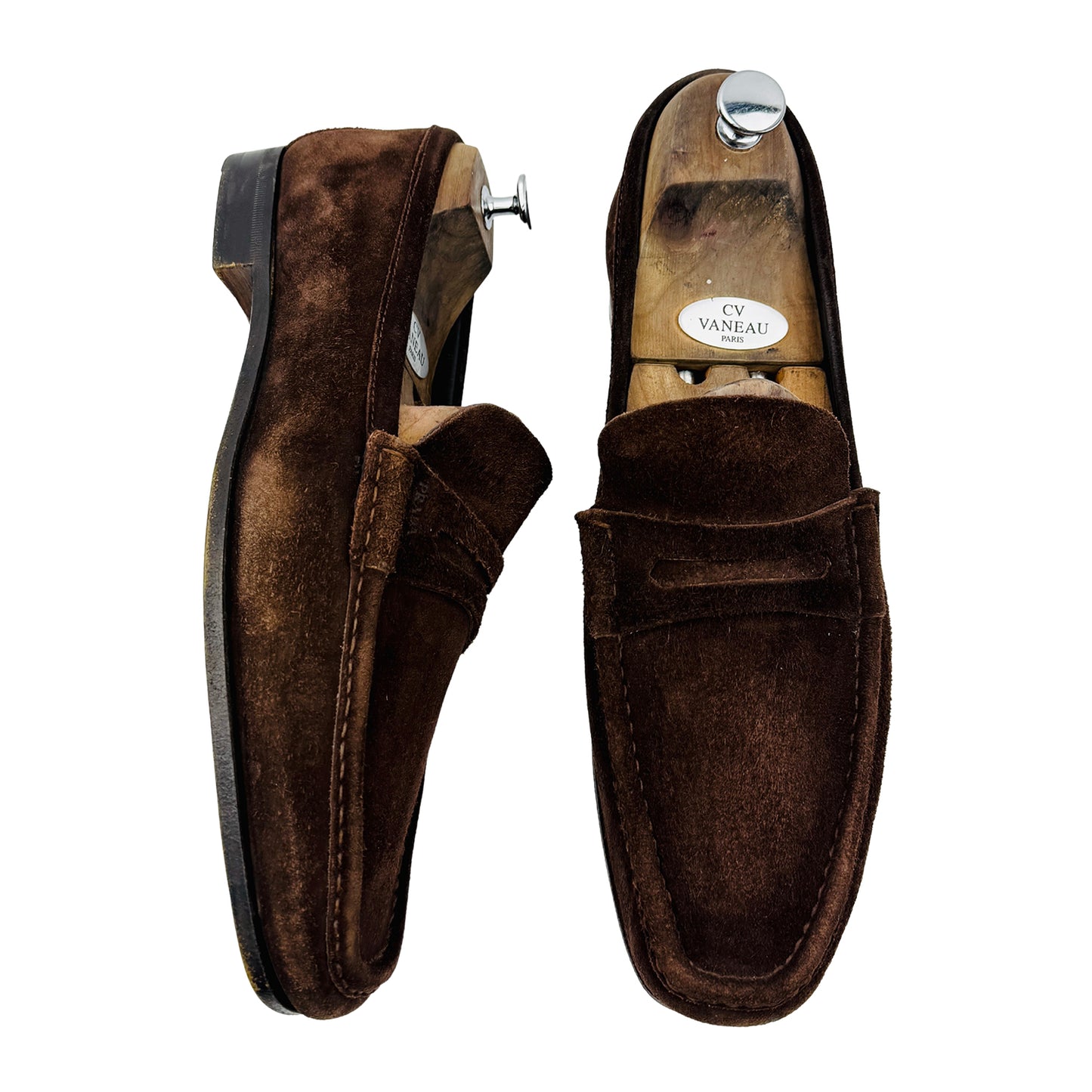 Prada Men's Brown Suede Penny Loafers (Size 44.5)