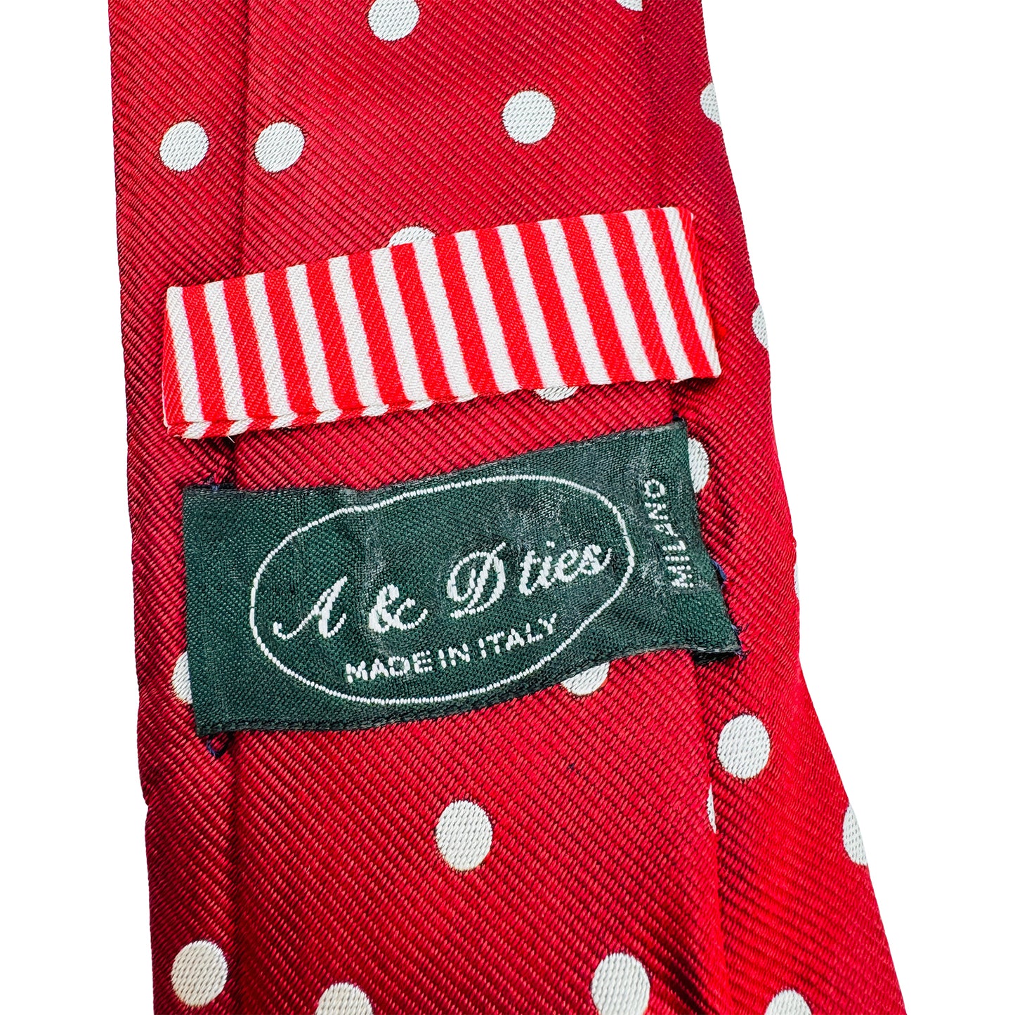 A&D Red 'White Polka Dots' Tie (Size Slim Fit)