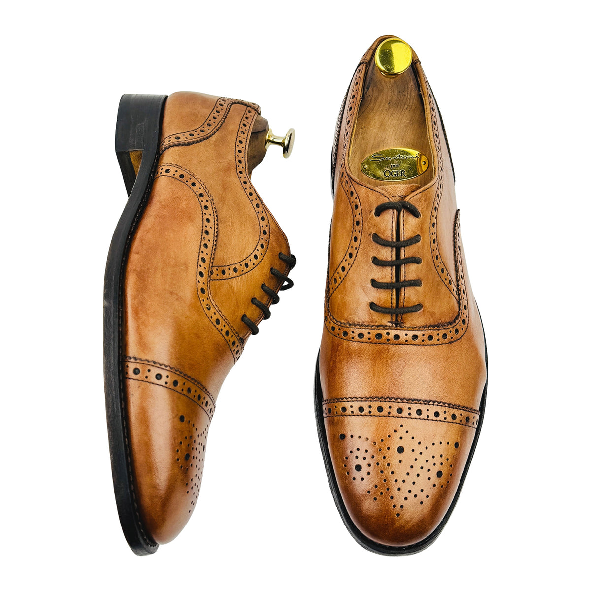 Charles Tyrwhitt Men's Dark Tan Oxfords (Size 44/44.5) - SHC0248CBR