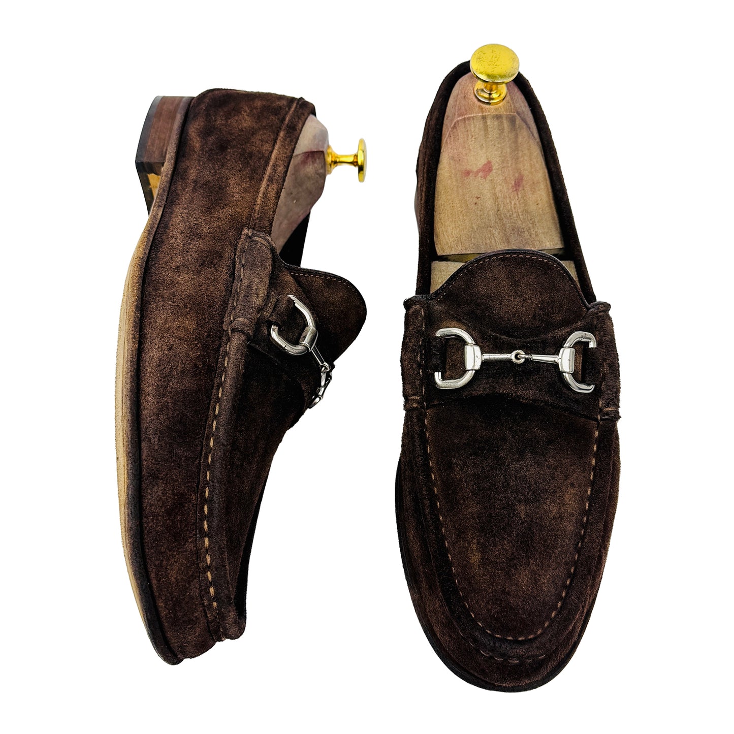 Gucci Men's Horsebit Brown Suede Loafers (Size 41/41.5)