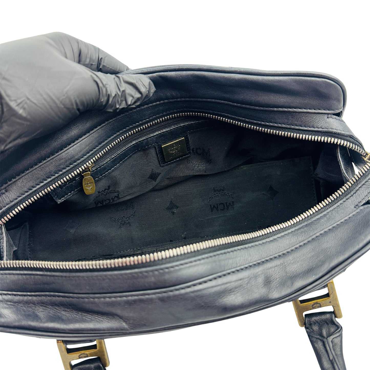 MCM Black Boston Leather Shoulder Bag
